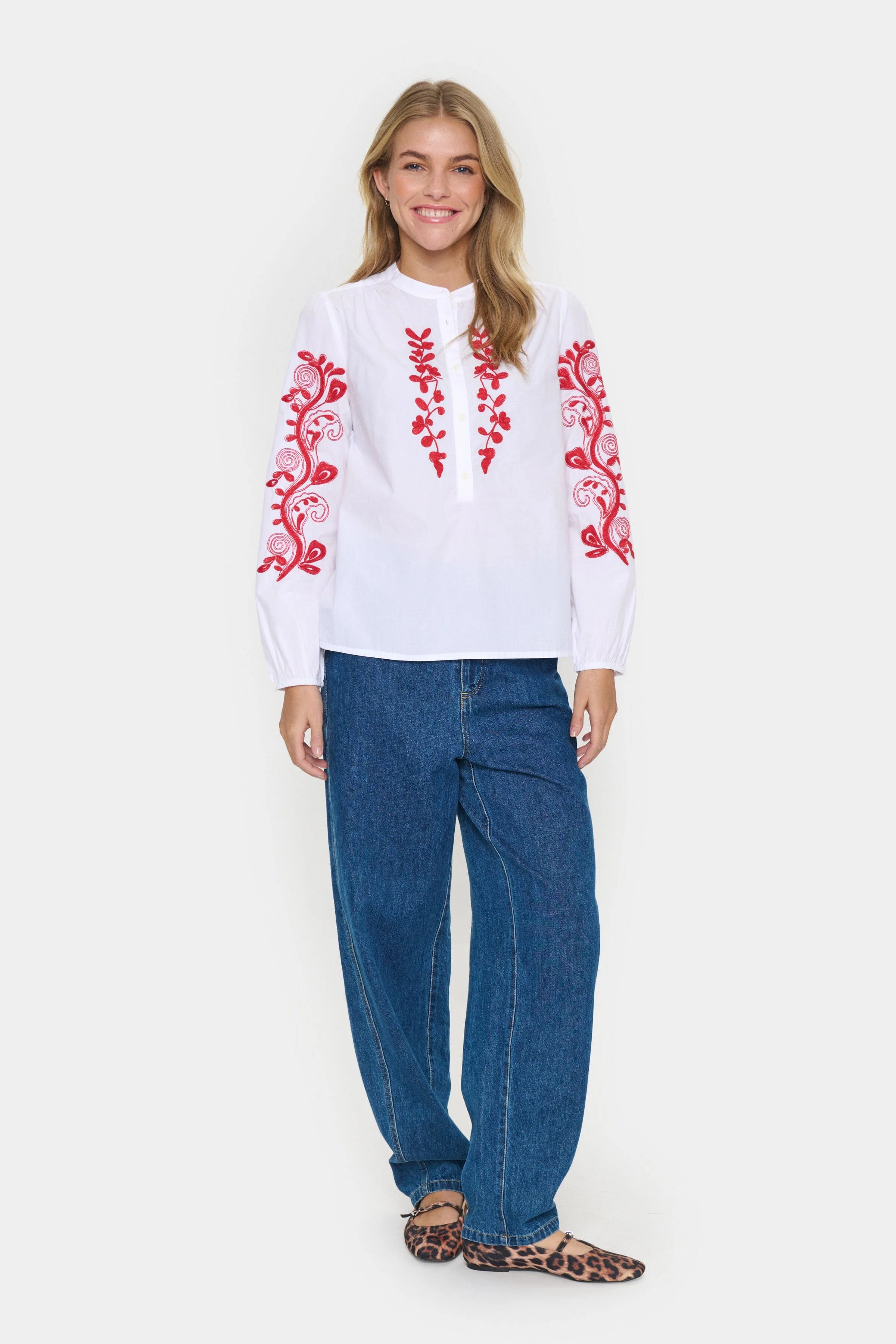 Jesabel Embroidered Detail Shirt - Bright White - Image 5