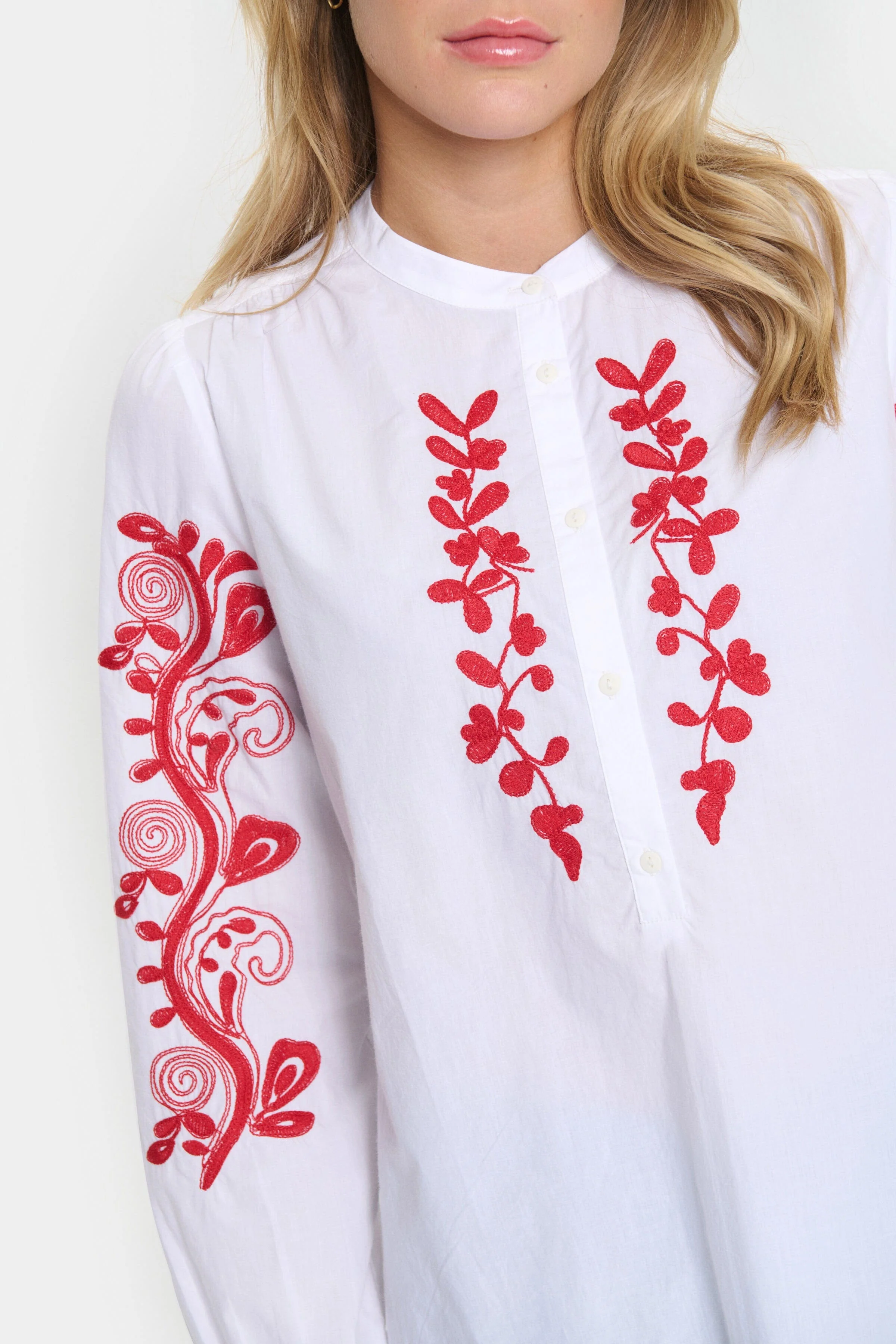 Jesabel Embroidered Detail Shirt - Bright White - Image 6