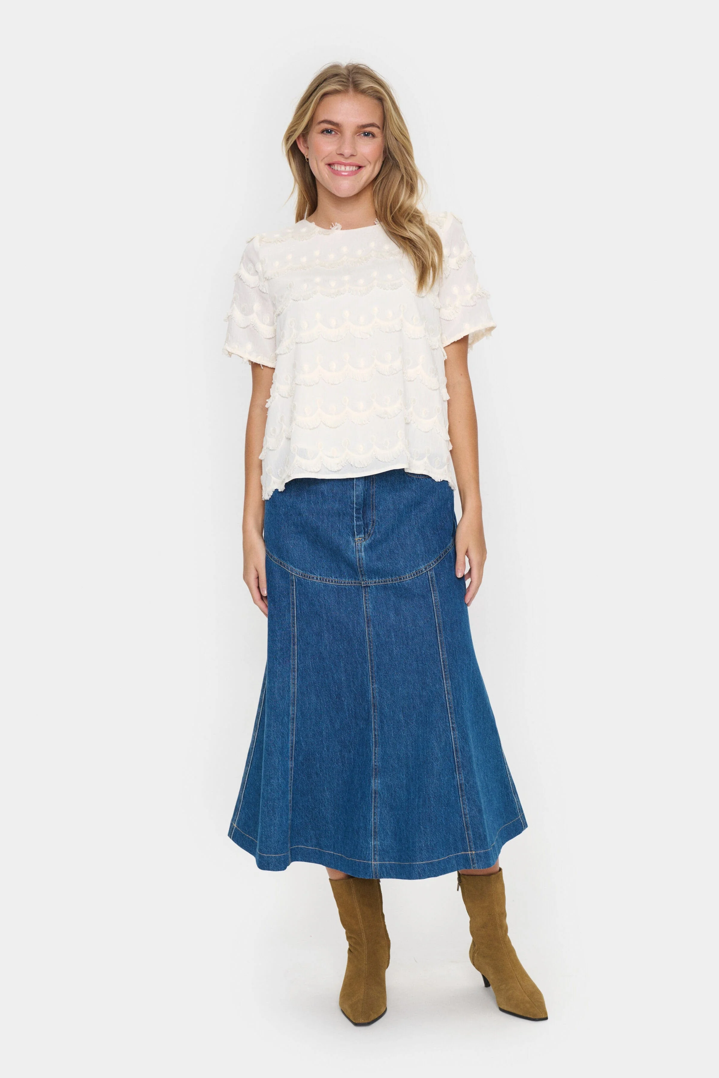 Johanette Fringe Embellished Blouse - Ice - Image 3
