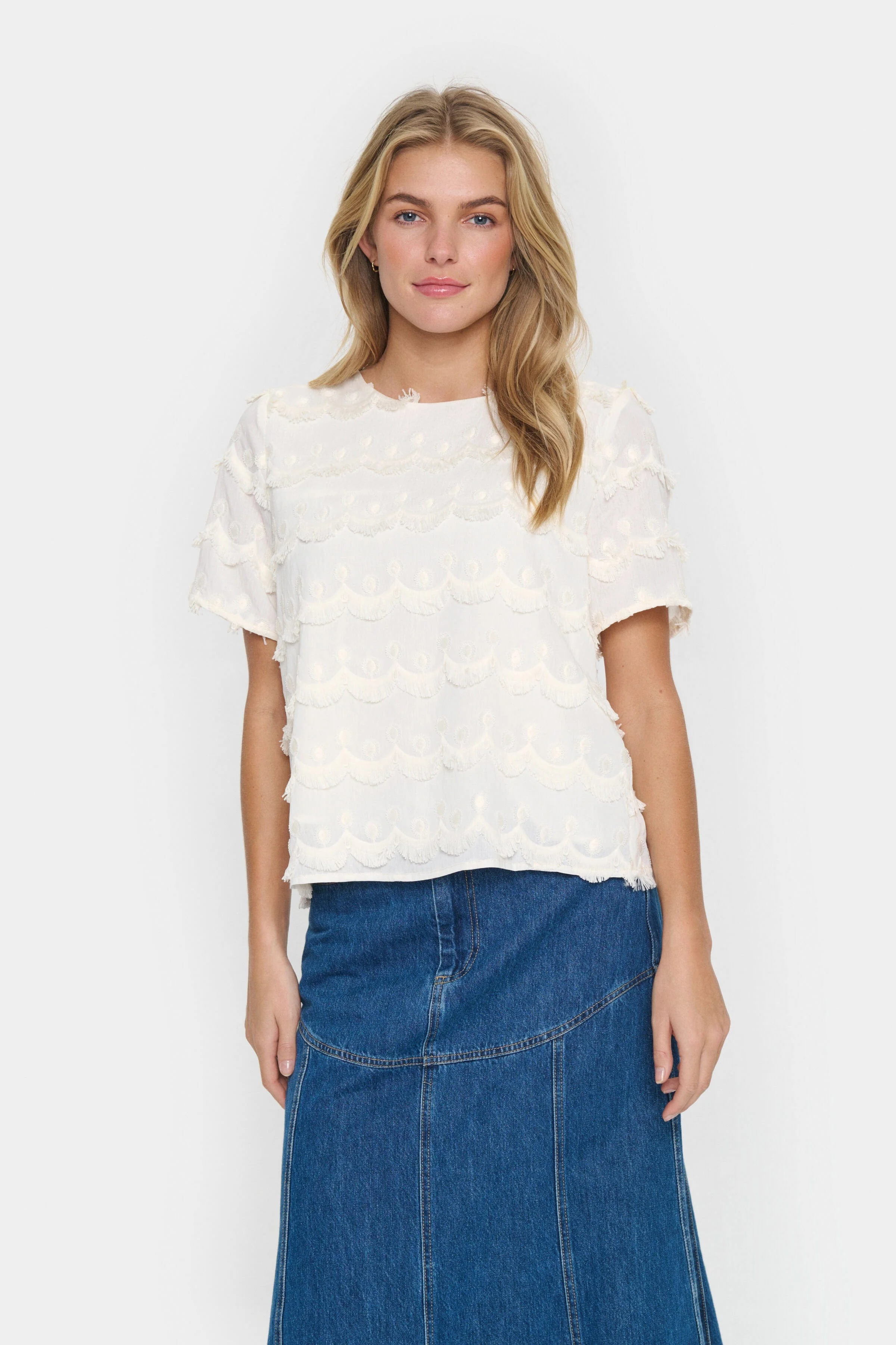 Johanette Fringe Embellished Blouse - Ice - Image 4