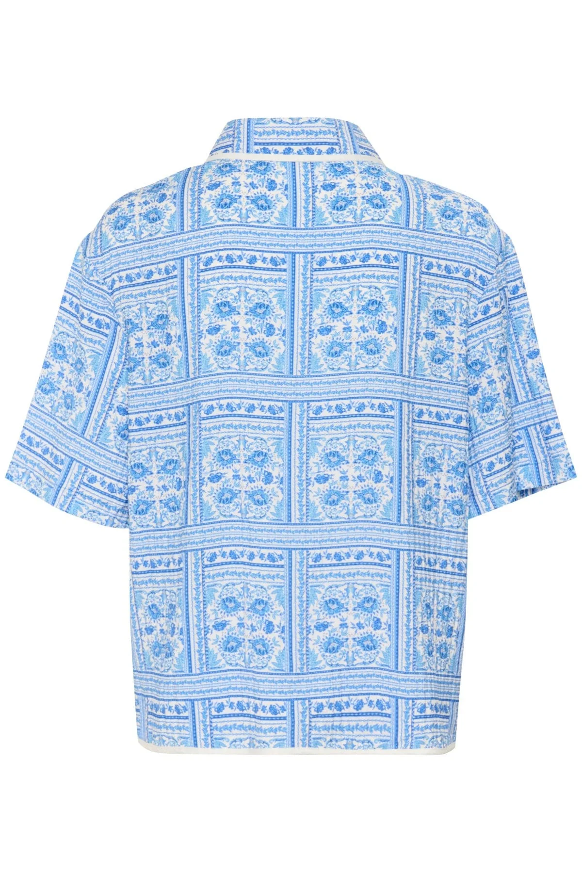 Kaisa Printed Short Sleeve Shirt - Campanula Paisley Squares - Image 8