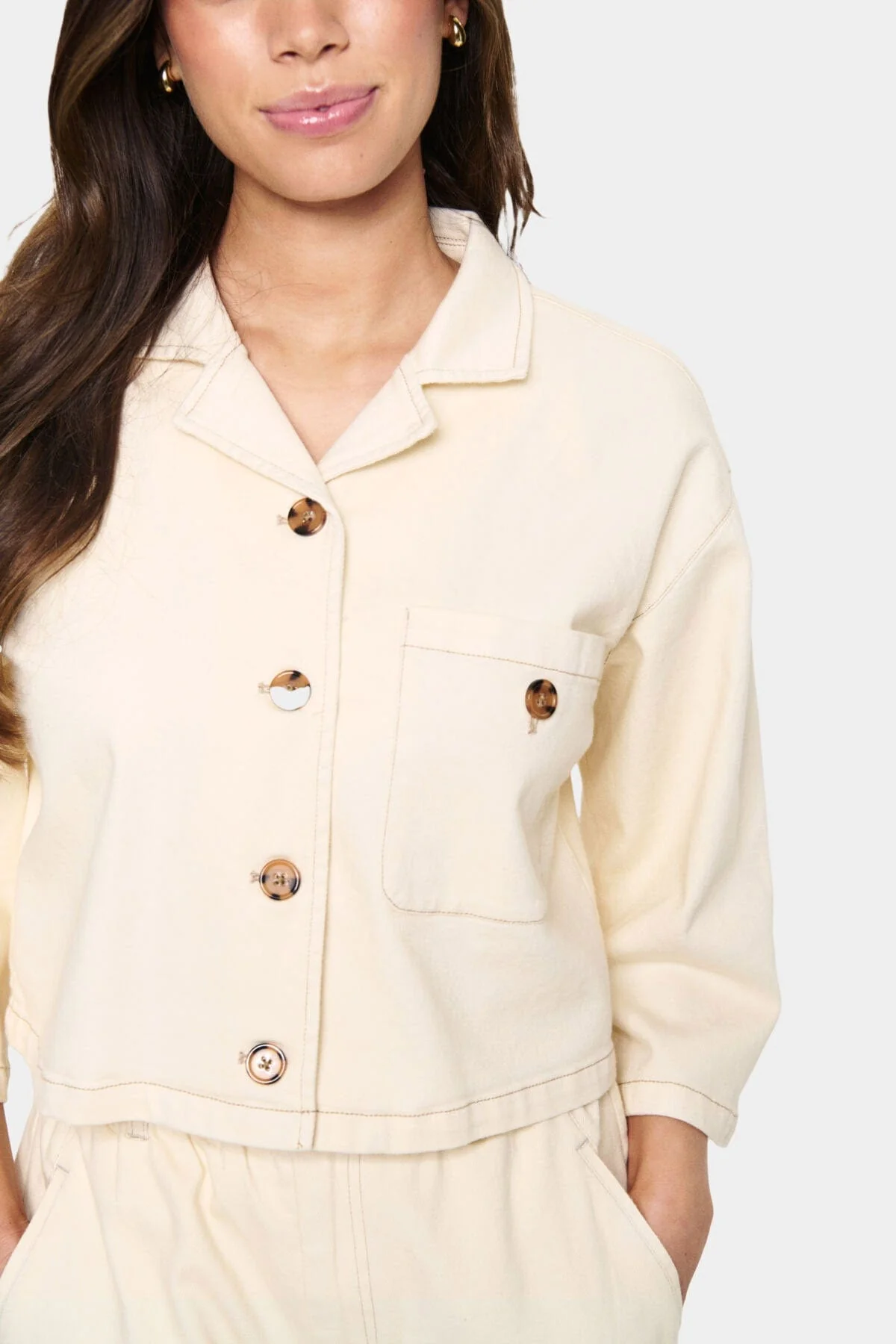 Kayo Cotton Denim Shirt - Winter White - Image 4