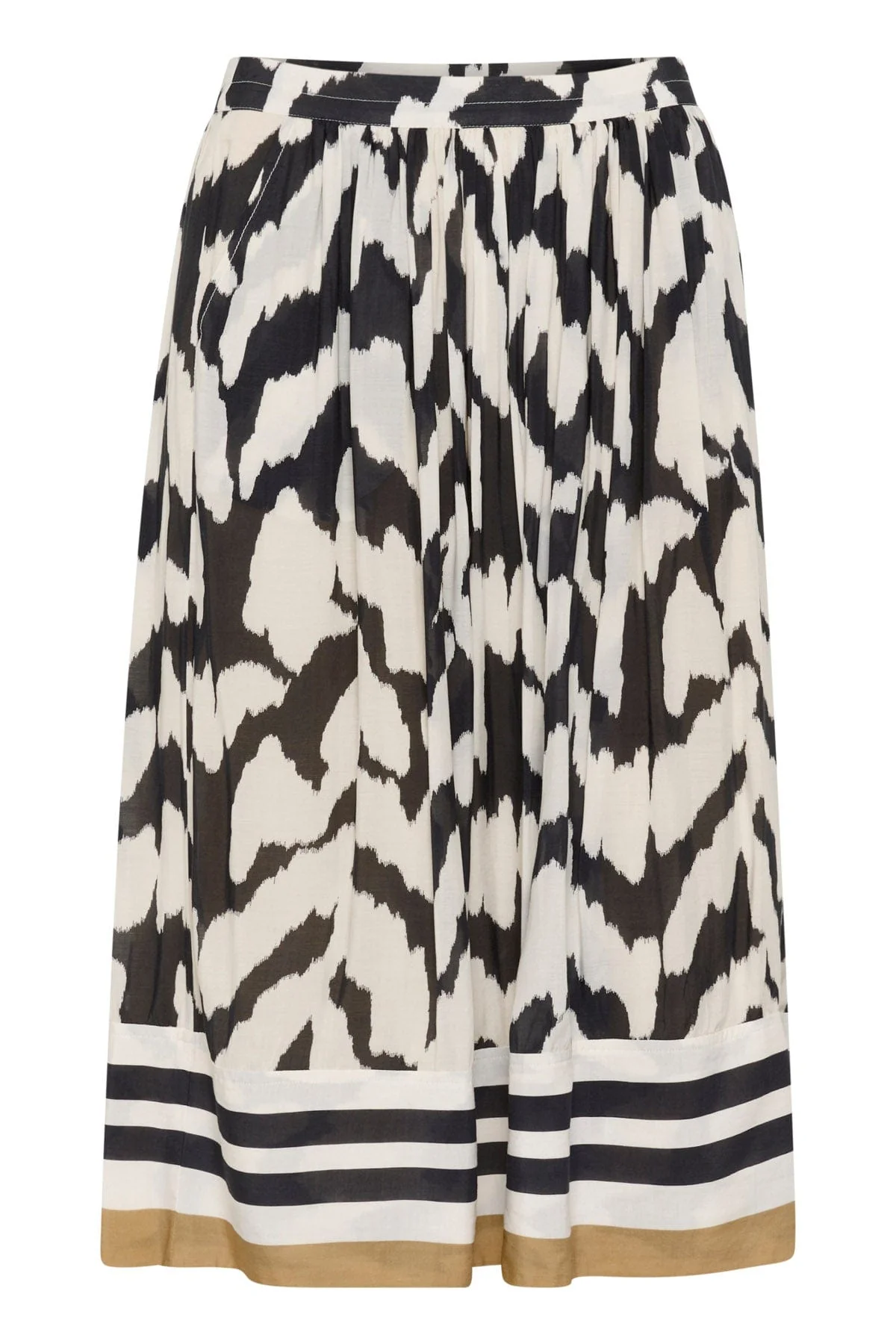 Kelsie Printed Skirt - Black Monochrome Strokes