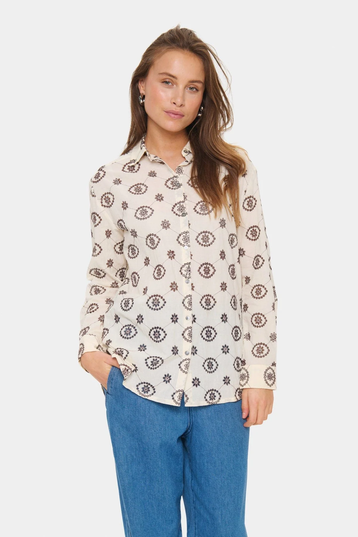 Kendra Broderie Shirt - Winter White - Image 2