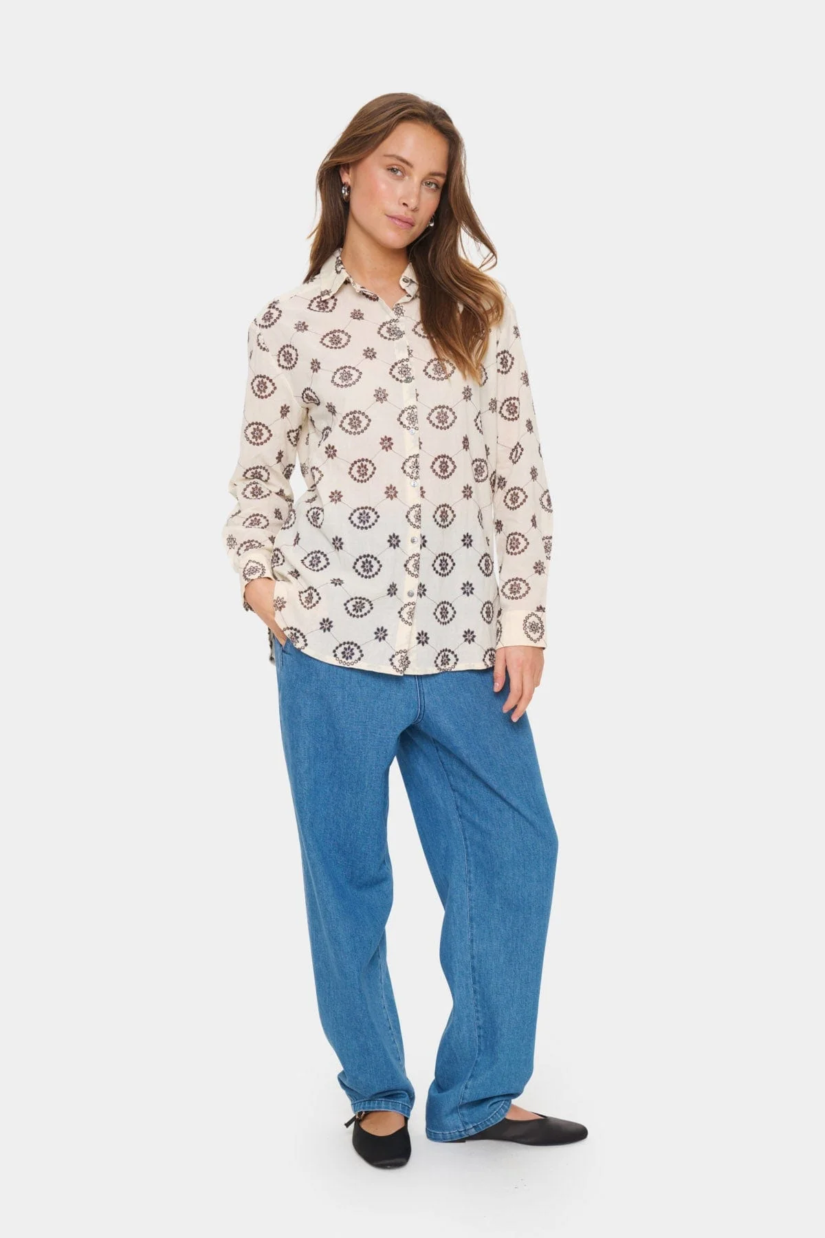 Kendra Broderie Shirt - Winter White - Image 5