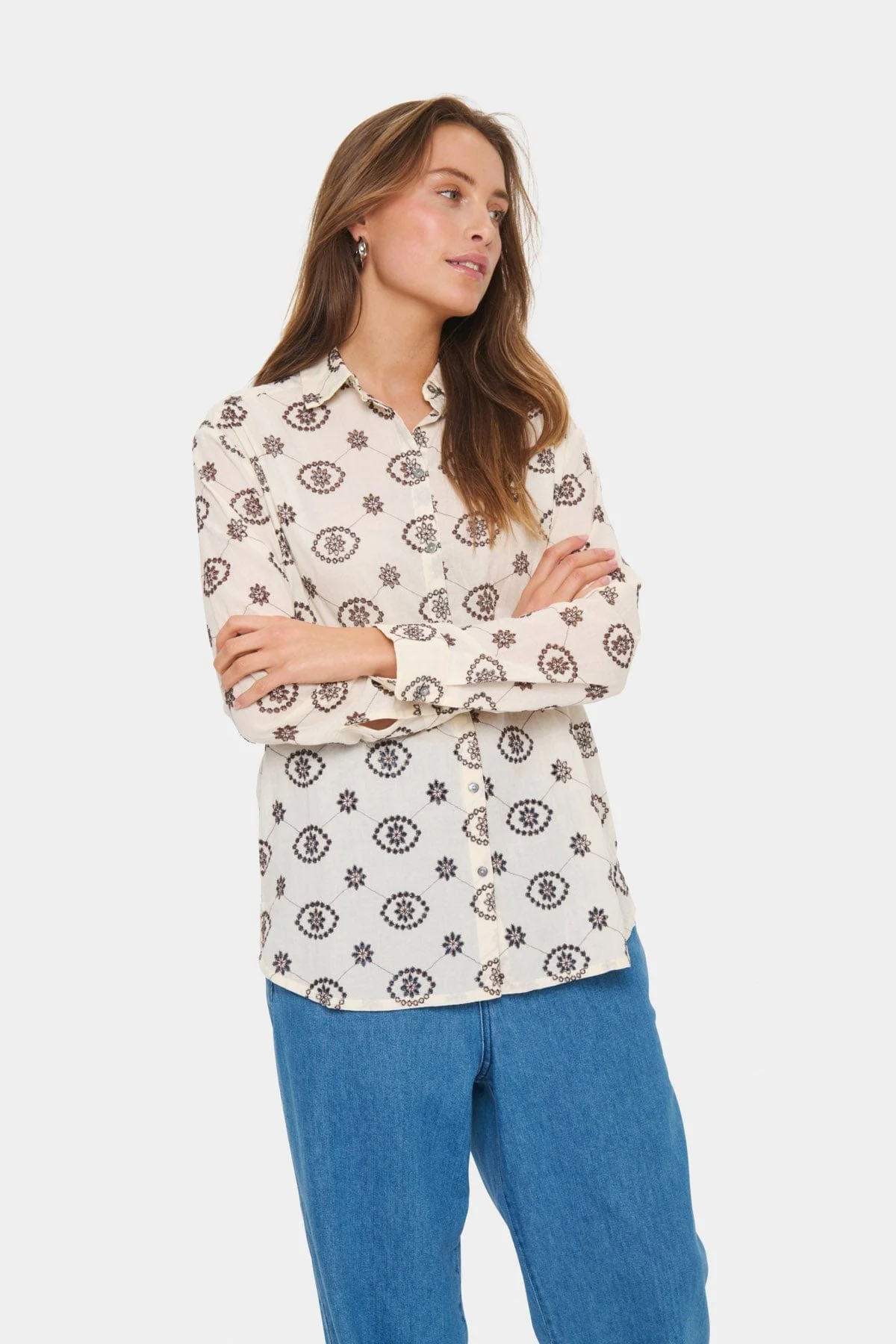 Kendra Broderie Shirt - Winter White - Image 6