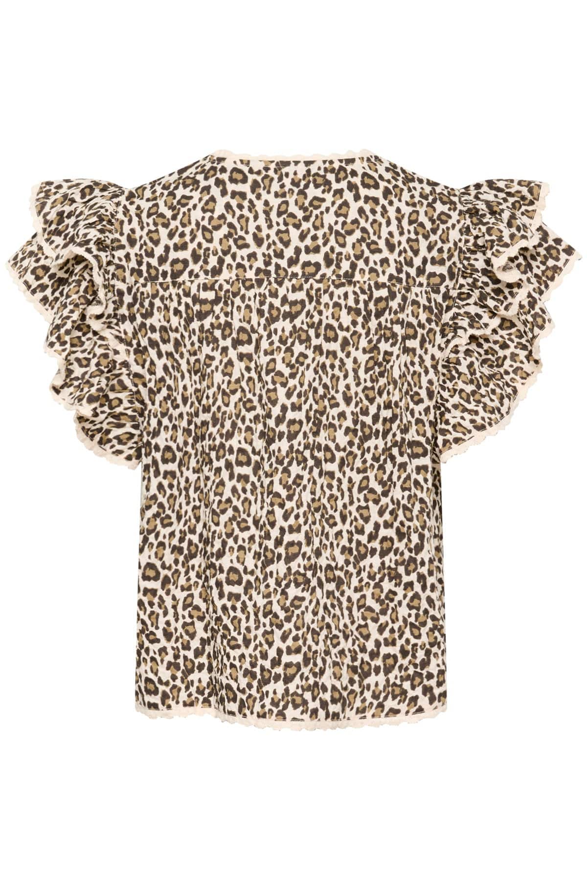 Kirby Frill Detail Blouse - Creme Leopard Strokes - Image 7