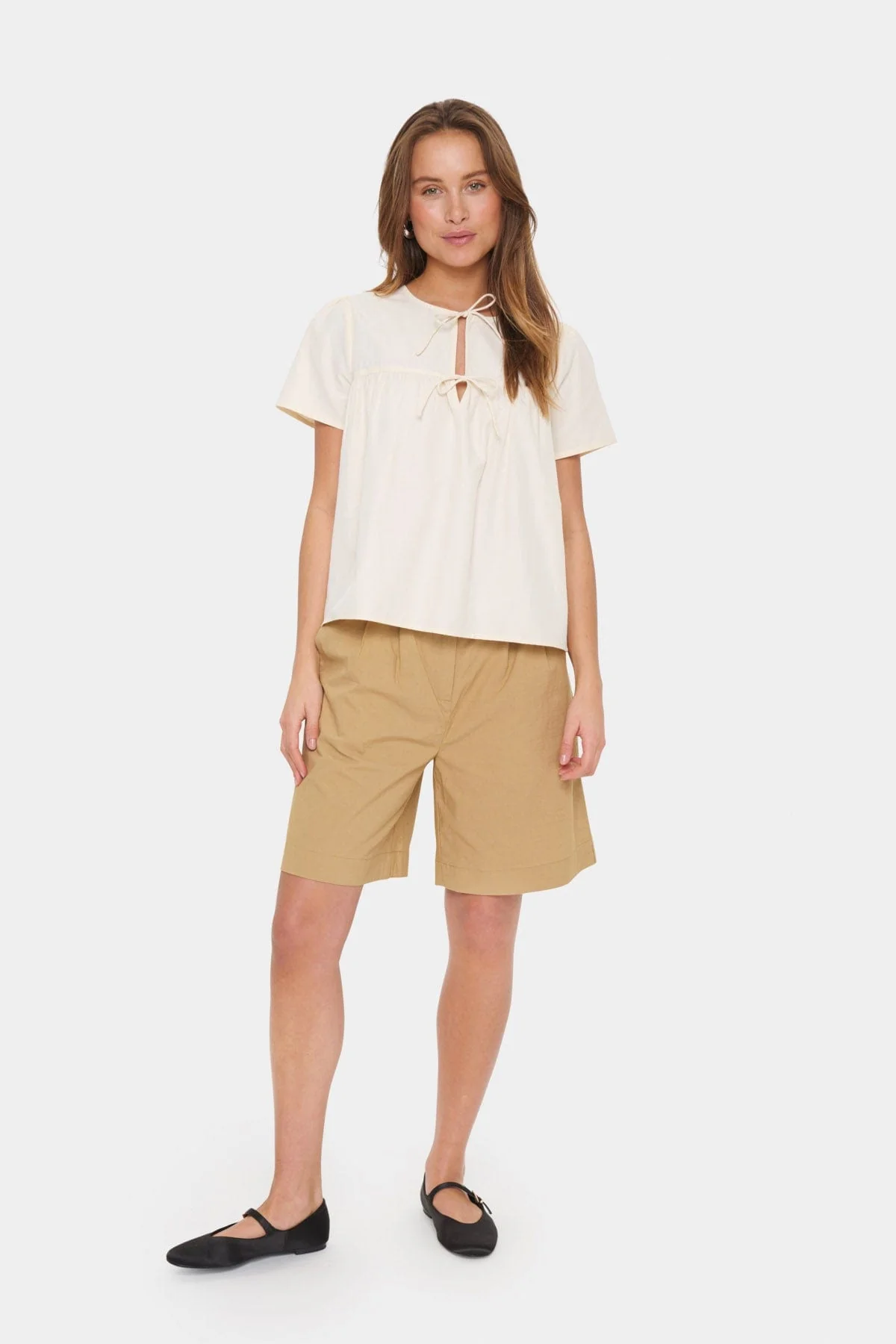 Kitty Tie Detail Blouse - Winter White - Image 2