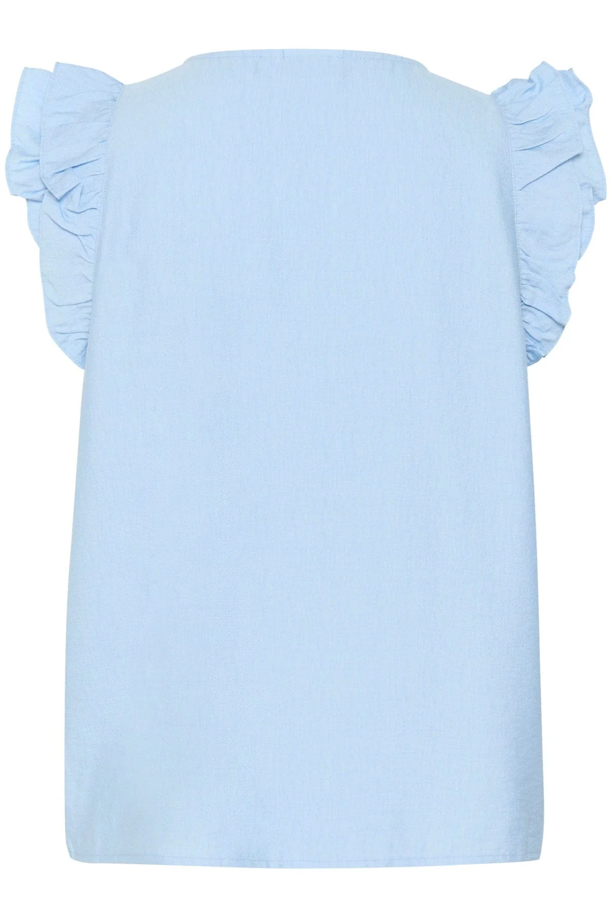 Klaudia Ruffle Detail Sleeveless Top - Chambray Blue - Image 5