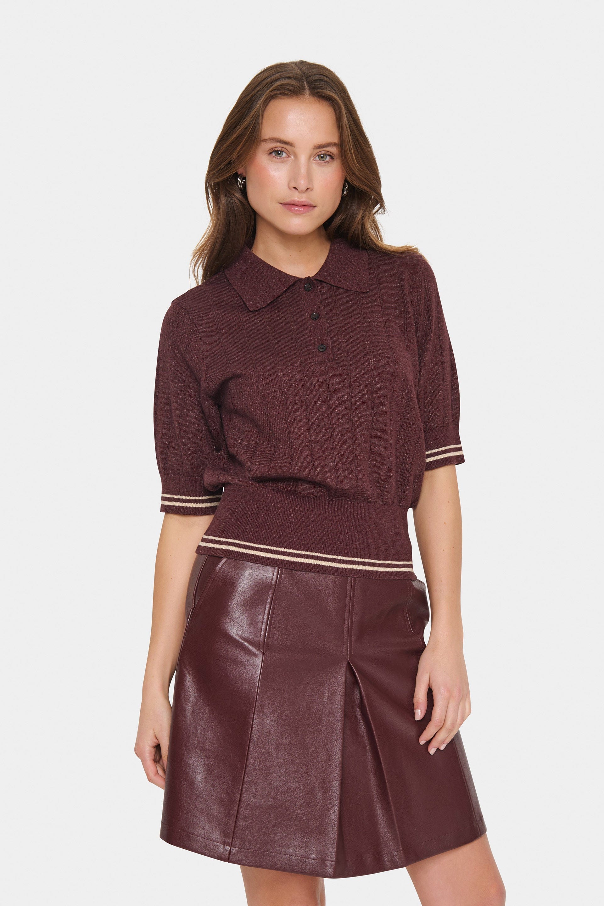 Leslie Knitted Polo - Decadent Chocolate - Image 2