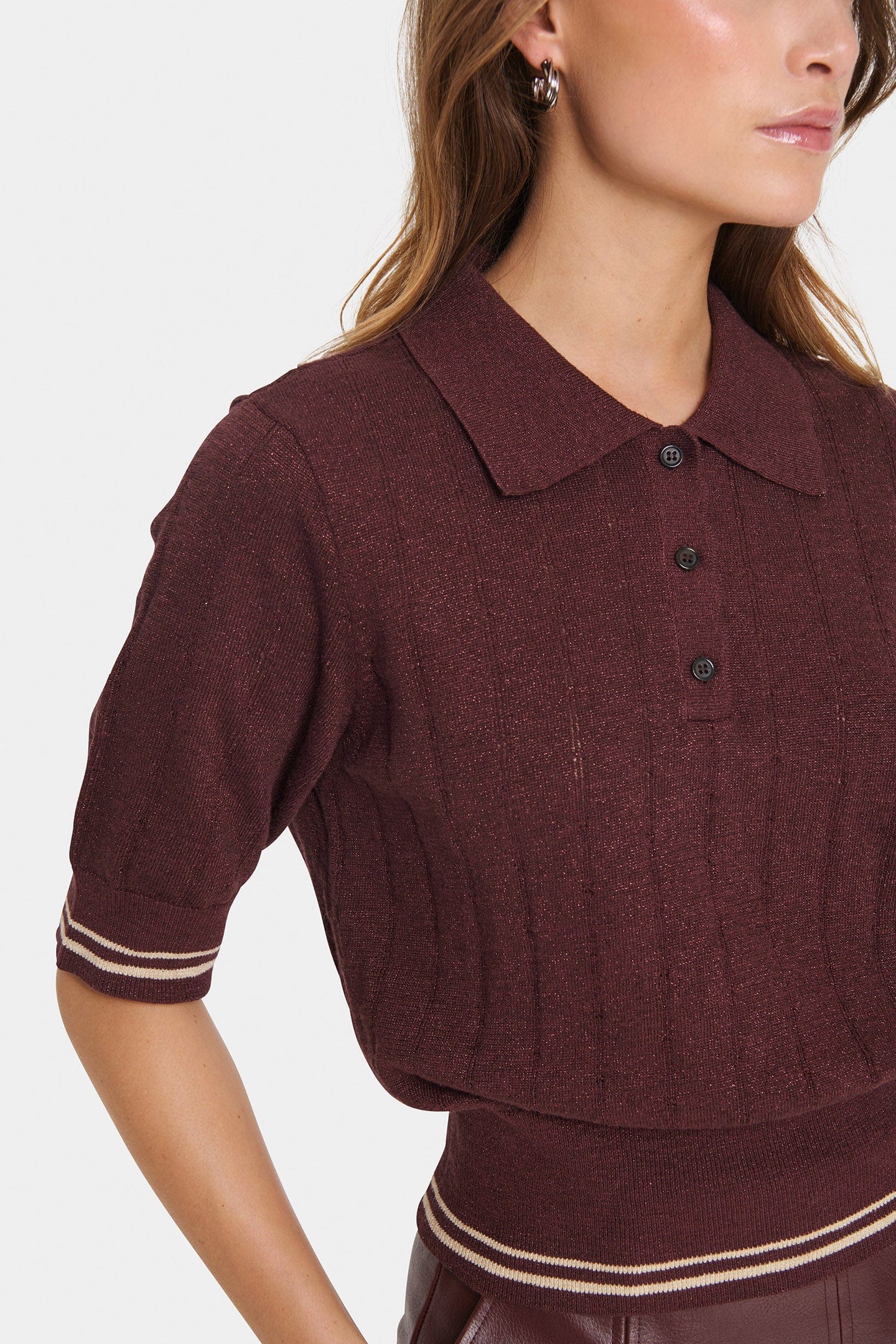 Leslie Knitted Polo - Decadent Chocolate - Image 3