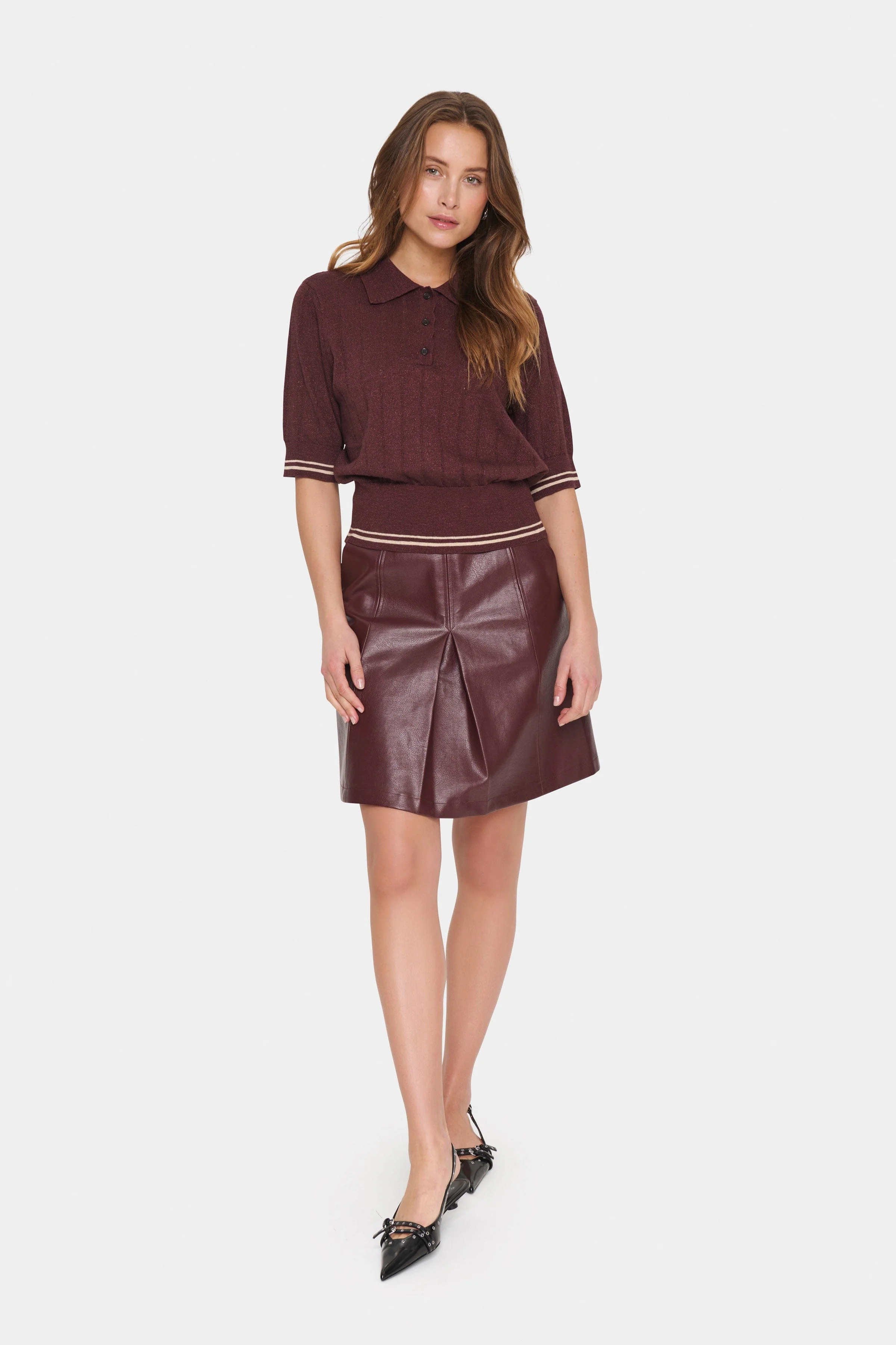 Leslie Knitted Polo - Decadent Chocolate - Image 4