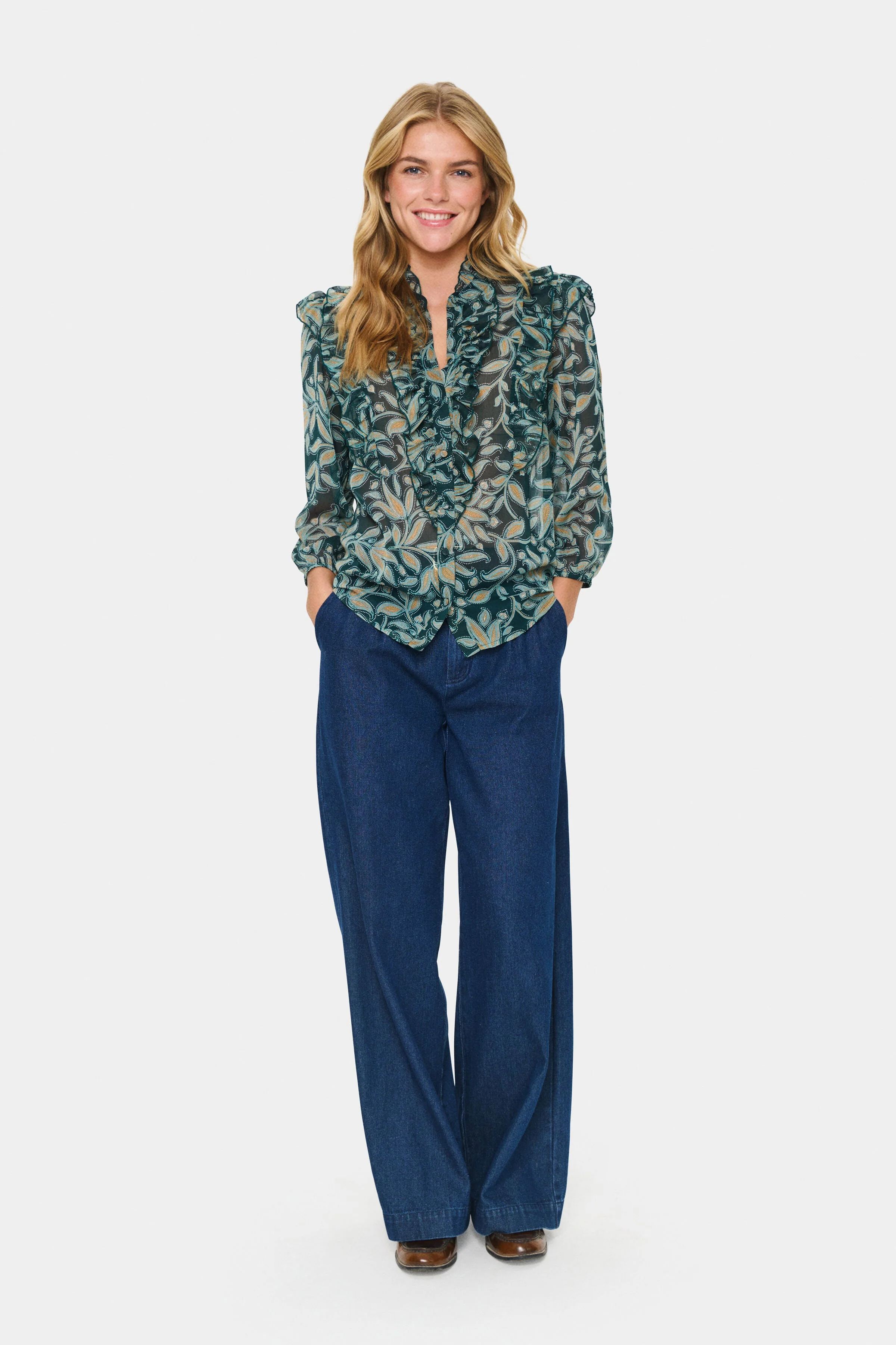Lilja Ruffle Detail Blouse - Pine Autumn Floral - Image 5