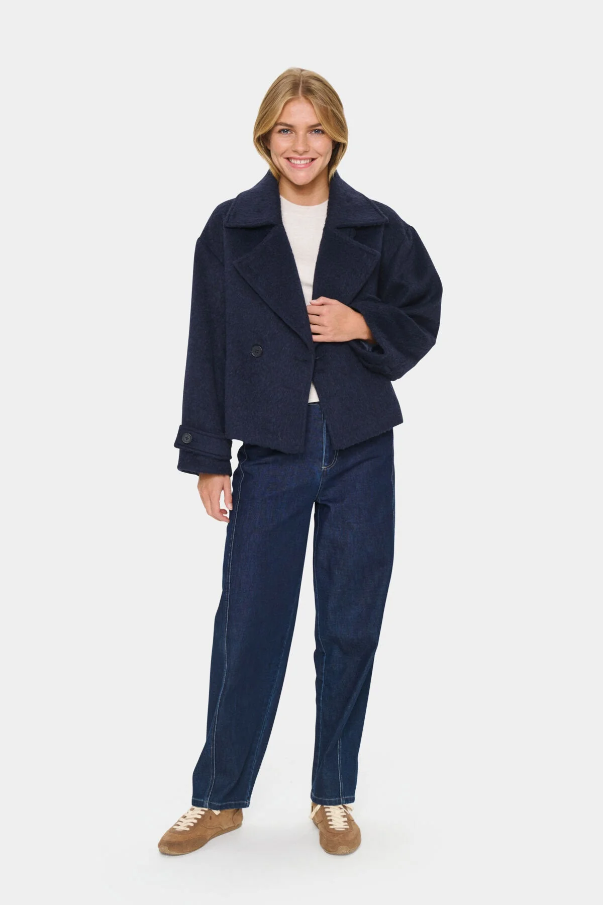 Lira Wool Blend Short Coat - Night Sky - Image 6