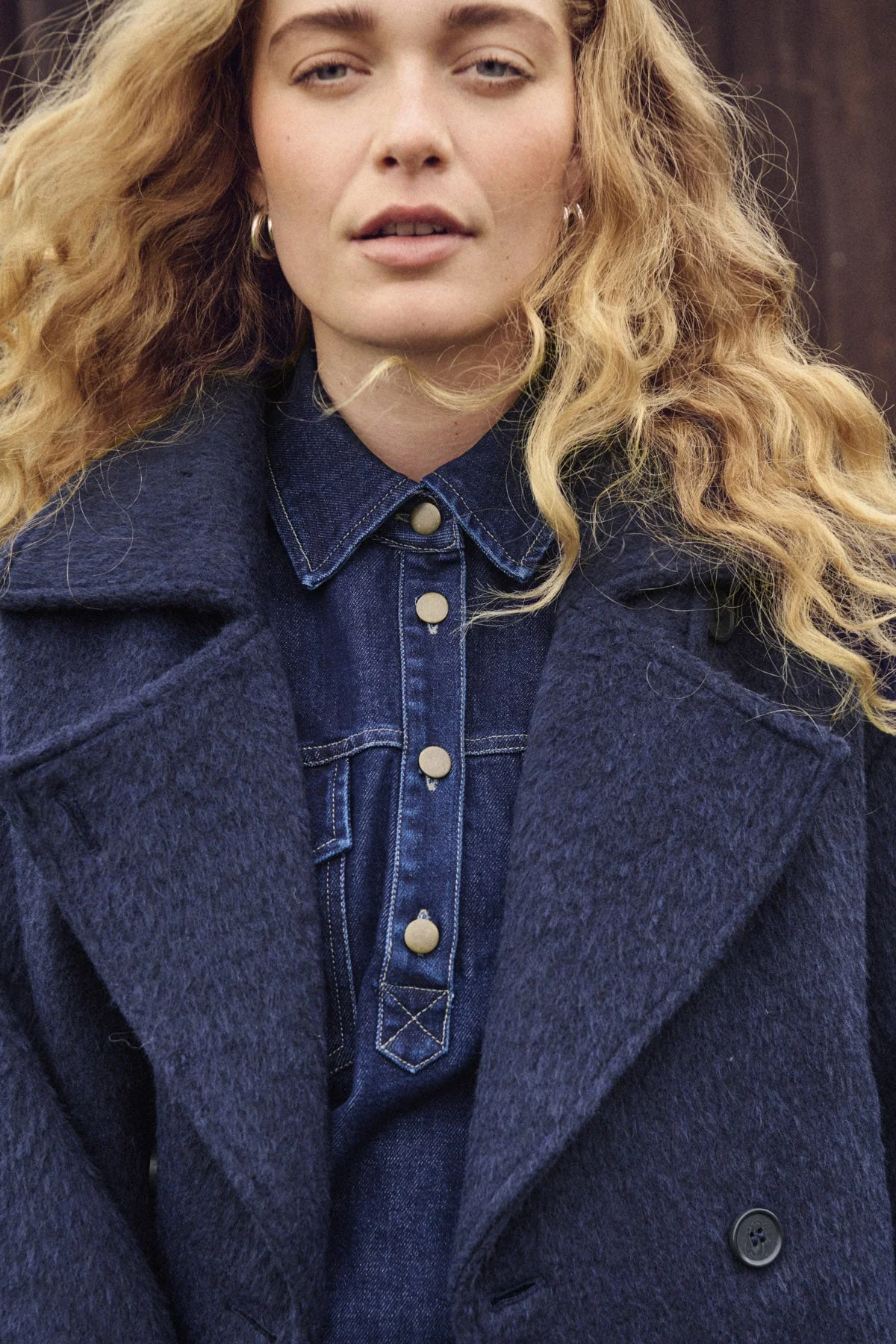 Lira Wool Blend Short Coat - Night Sky - Image 8