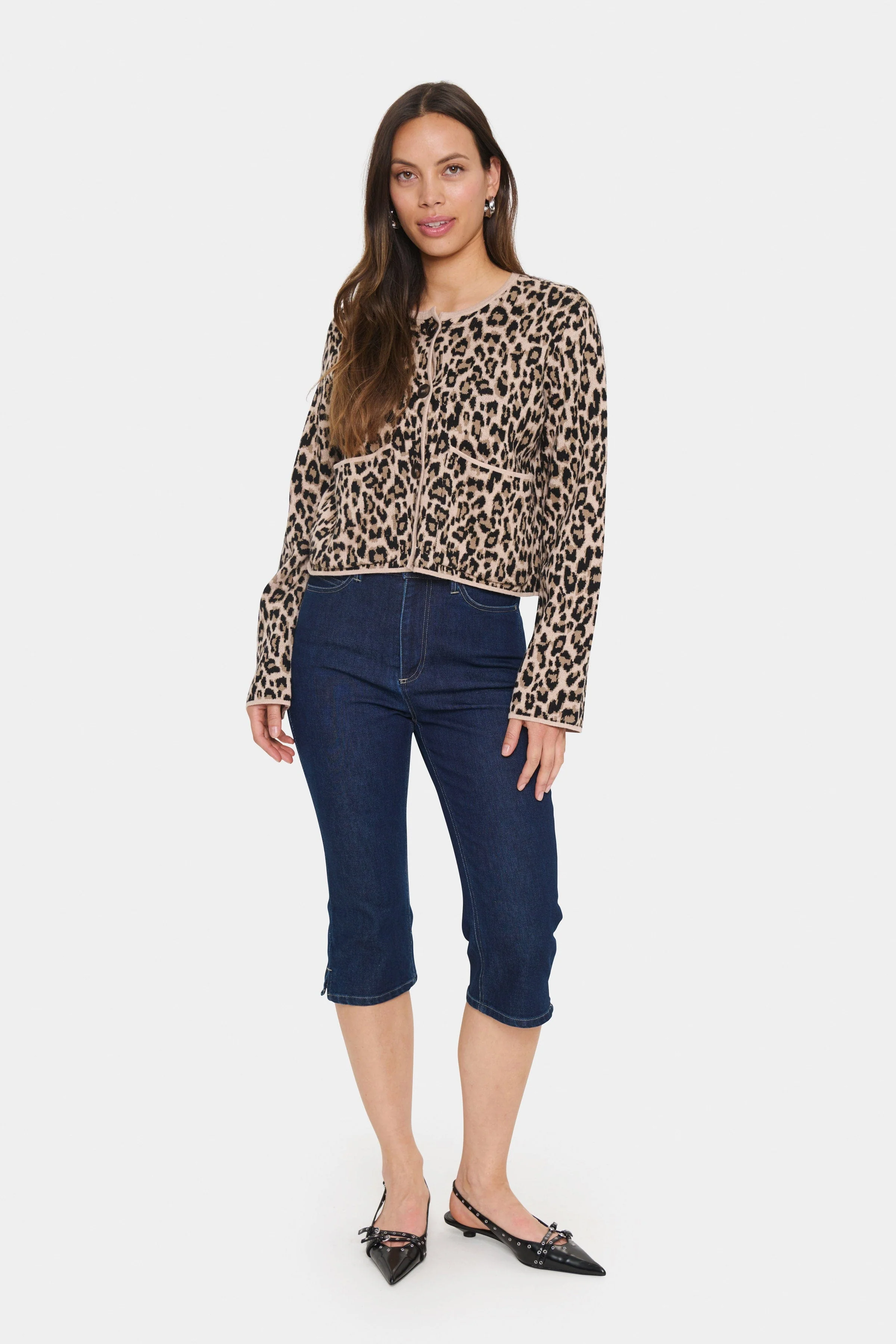 Lydia Cardigan - Black Leopard Jacquard - Image 5