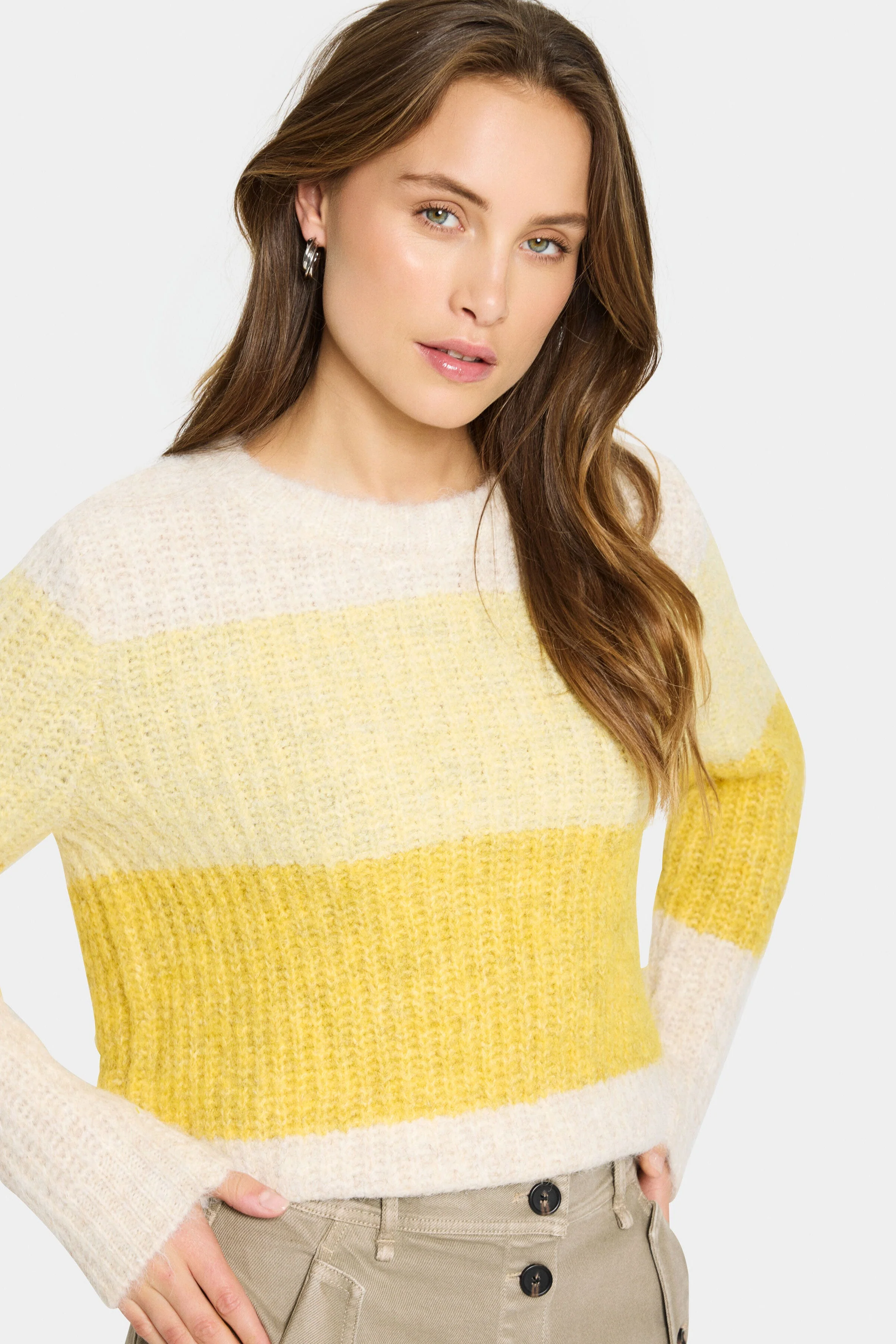 Mandy Stripe Jumper - Misted Yellow Melange - Image 2