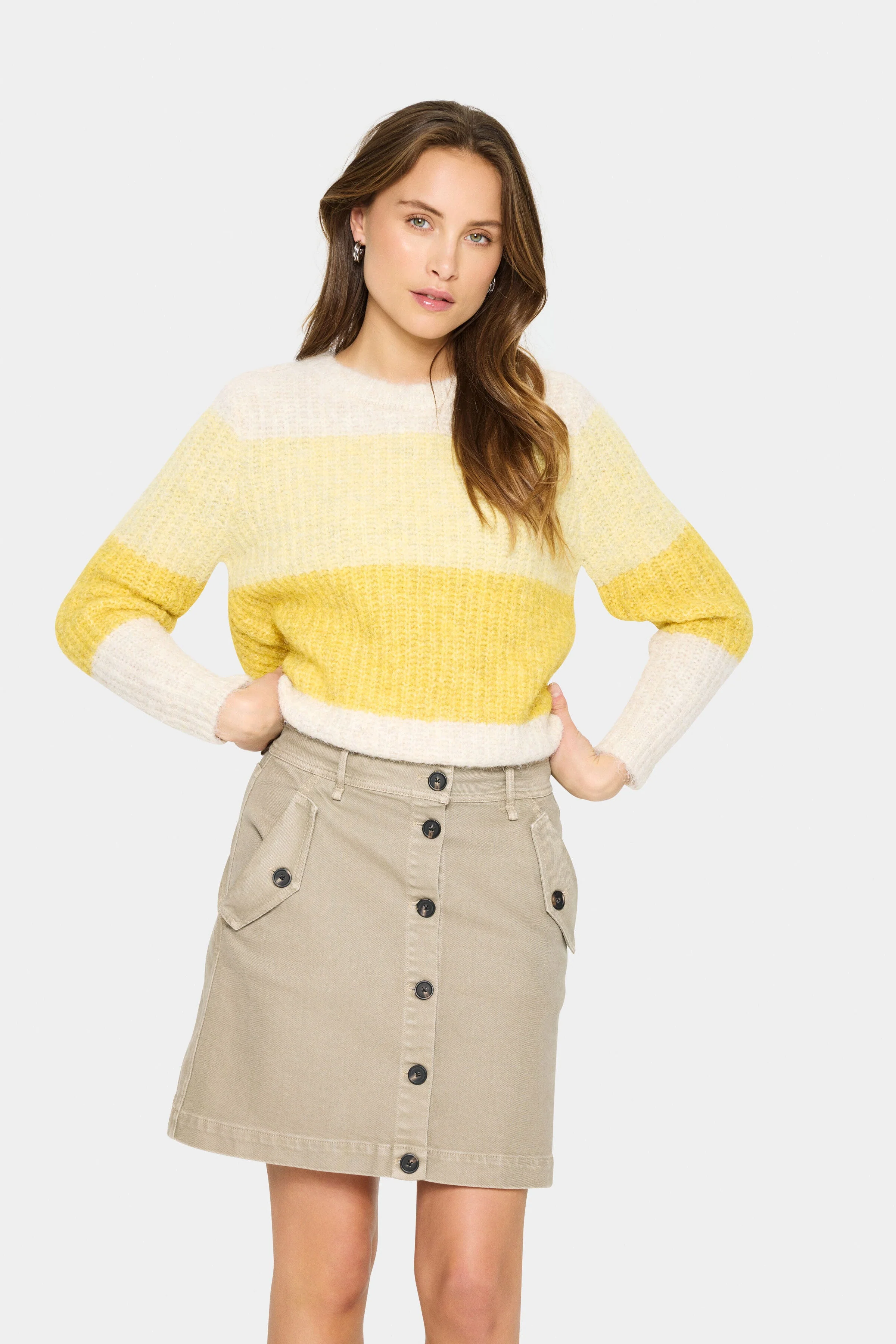 Mandy Stripe Jumper - Misted Yellow Melange - Image 3