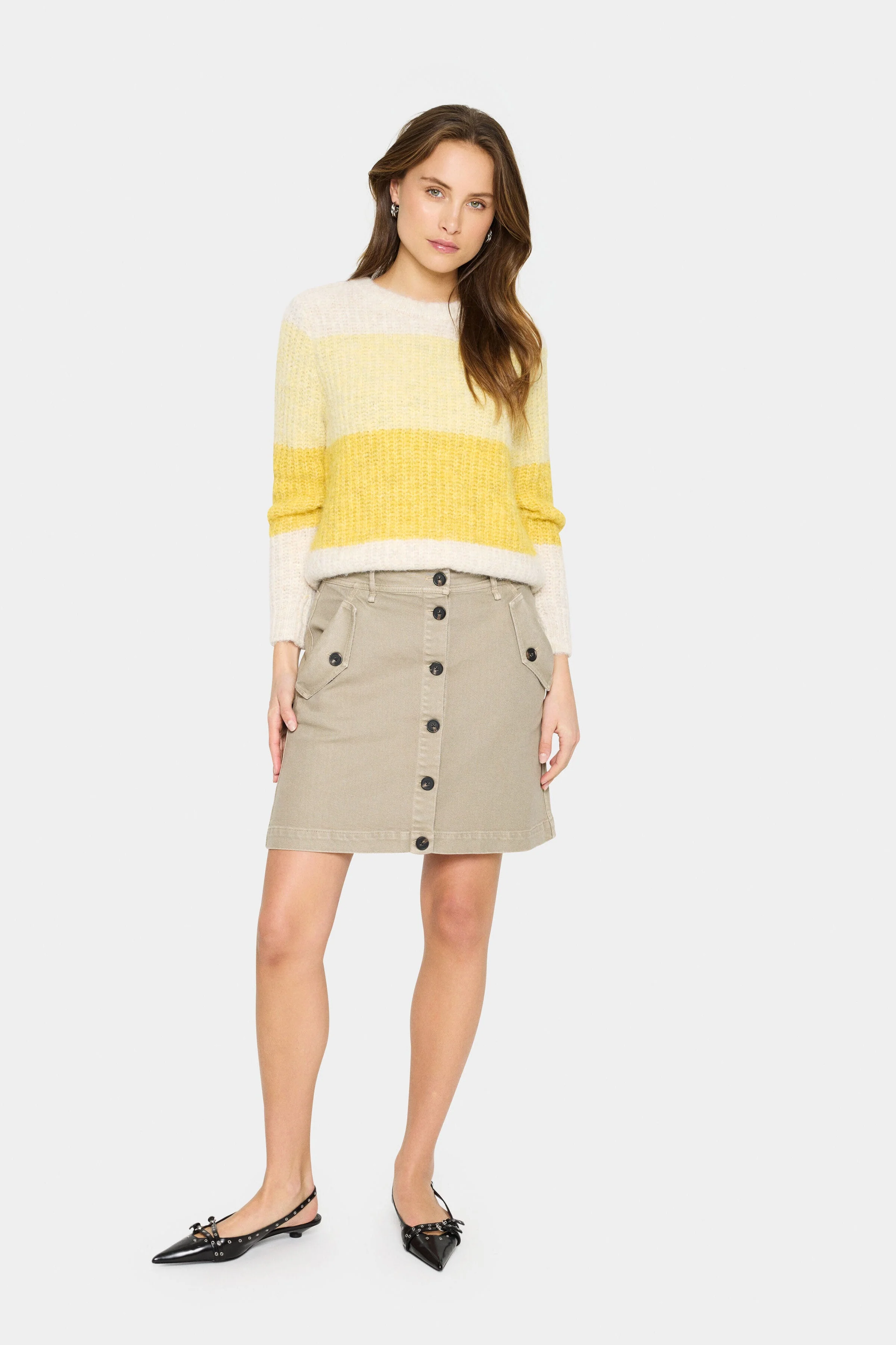 Mandy Stripe Jumper - Misted Yellow Melange - Image 5
