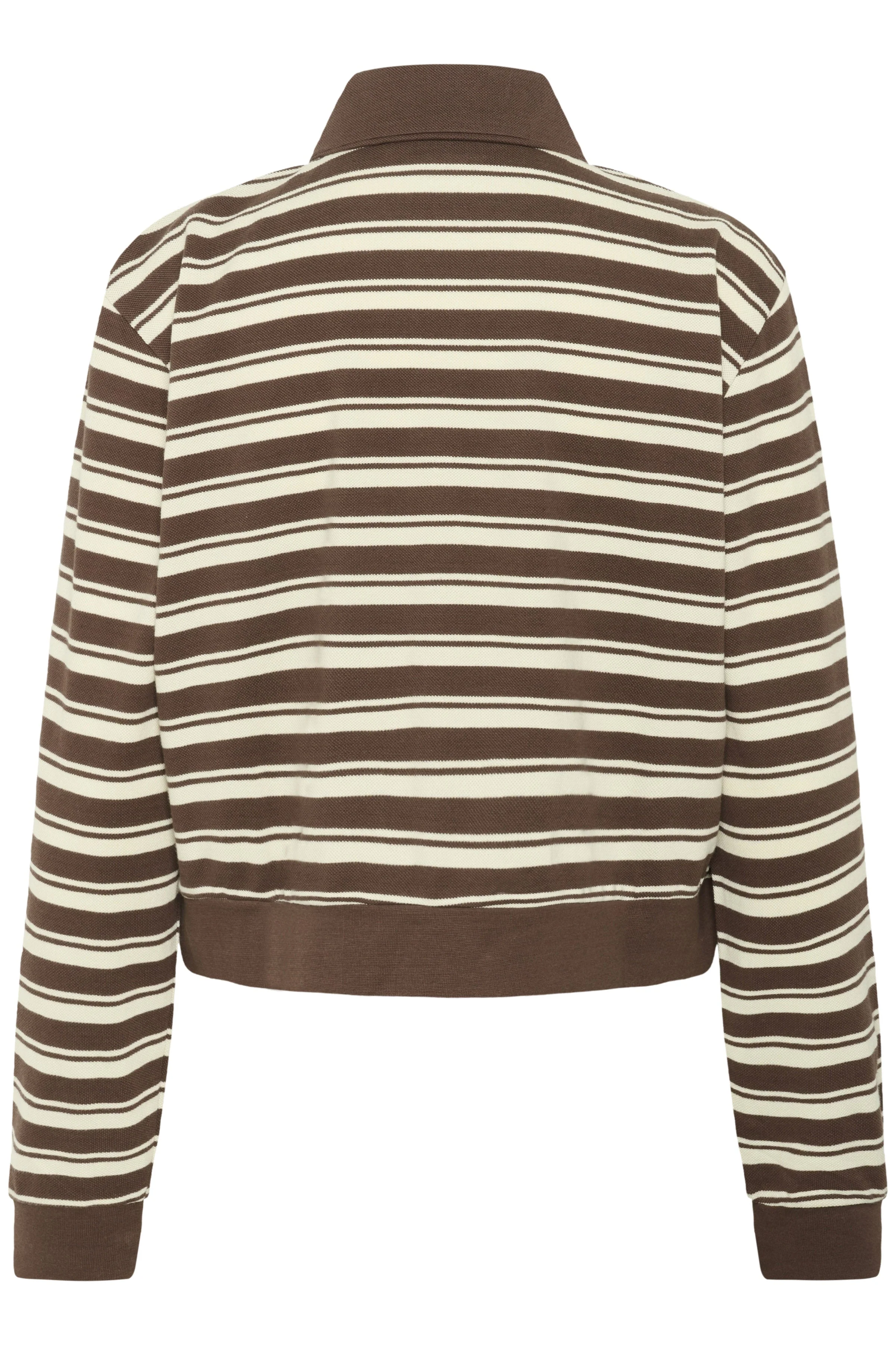 Marjorie Stripe Long Sleeve Polo - Fondue Fudge Stripe - Image 8