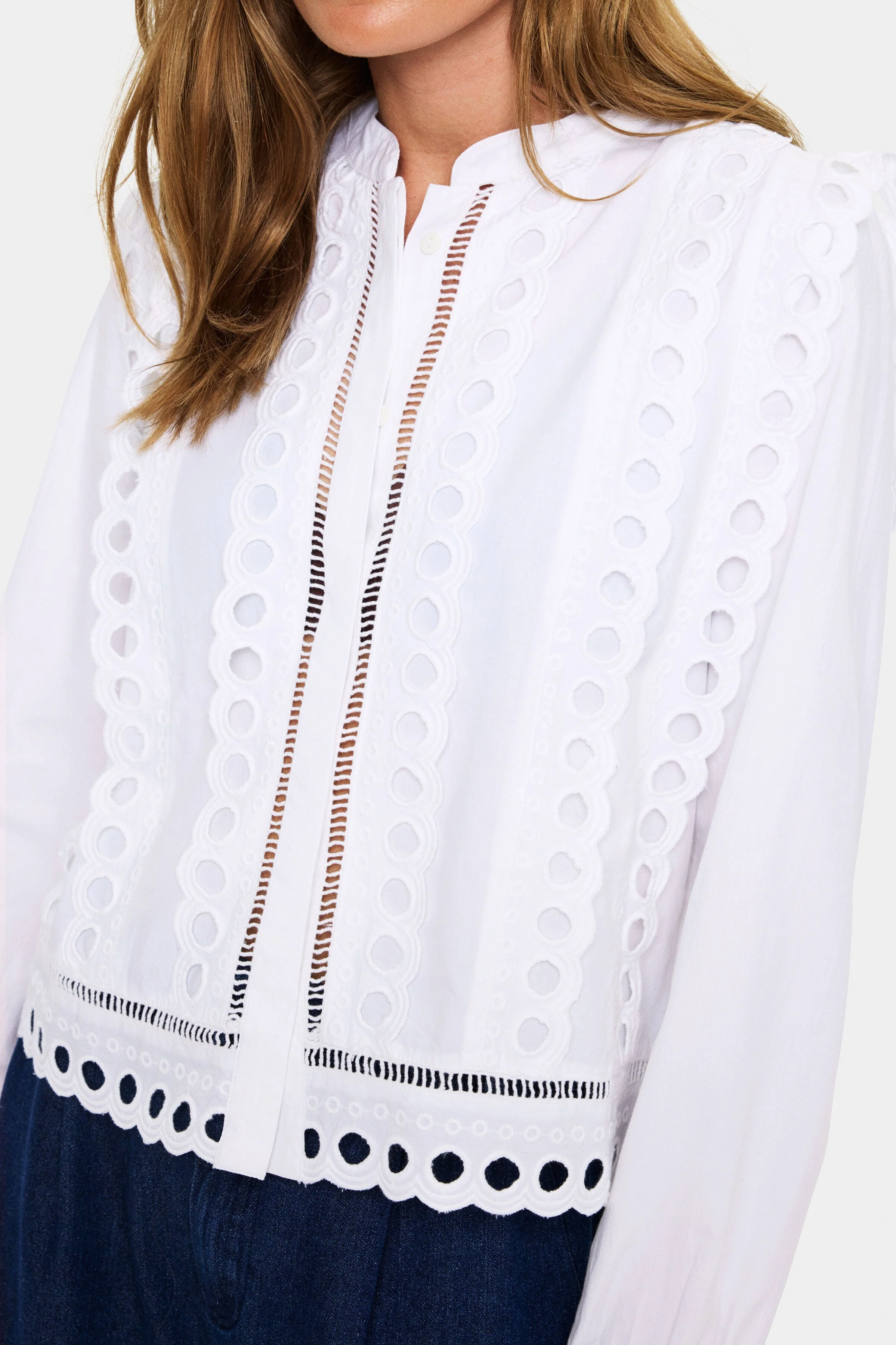 Marlee Broderie Anglaise Shirt - Bright White - Image 5