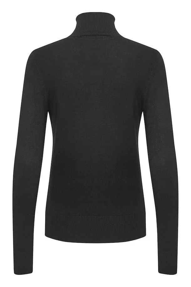 Mila Knitted Roll Neck Jumper - Black - Image 2