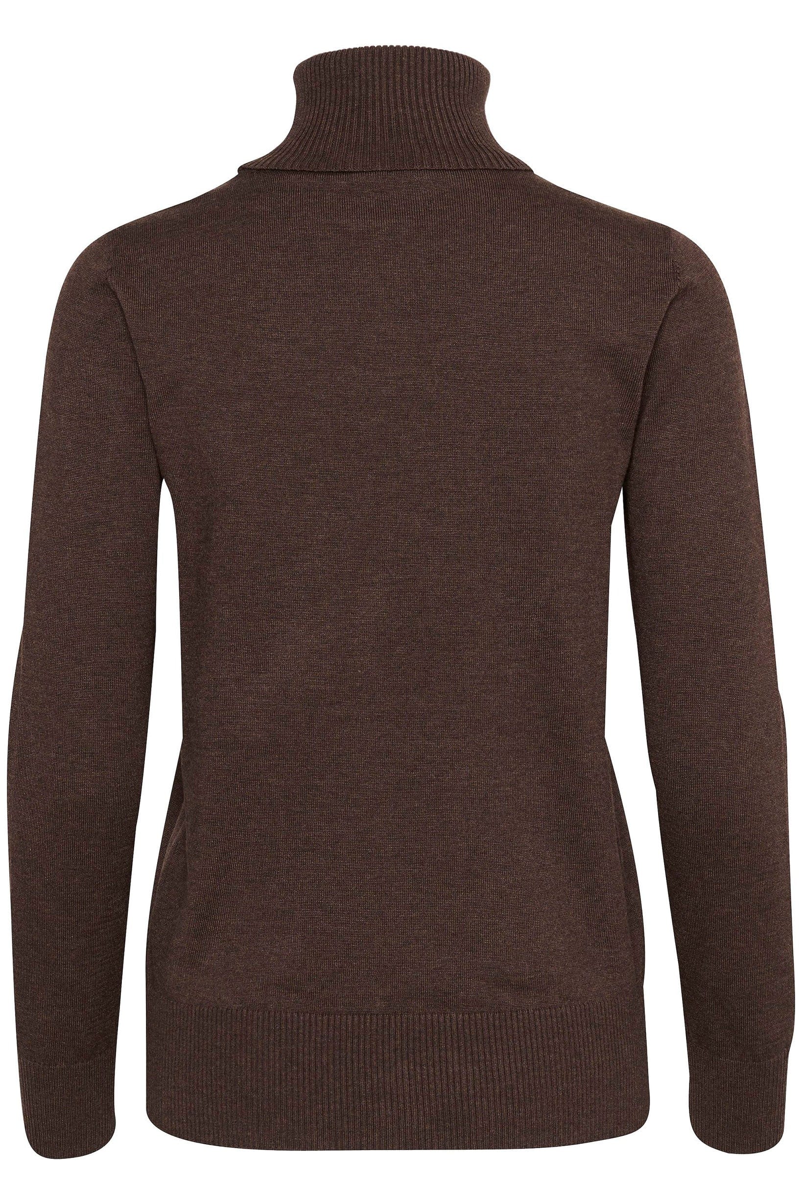 Mila Knitted Roll Neck Jumper - Dark Oak Melange - Image 6