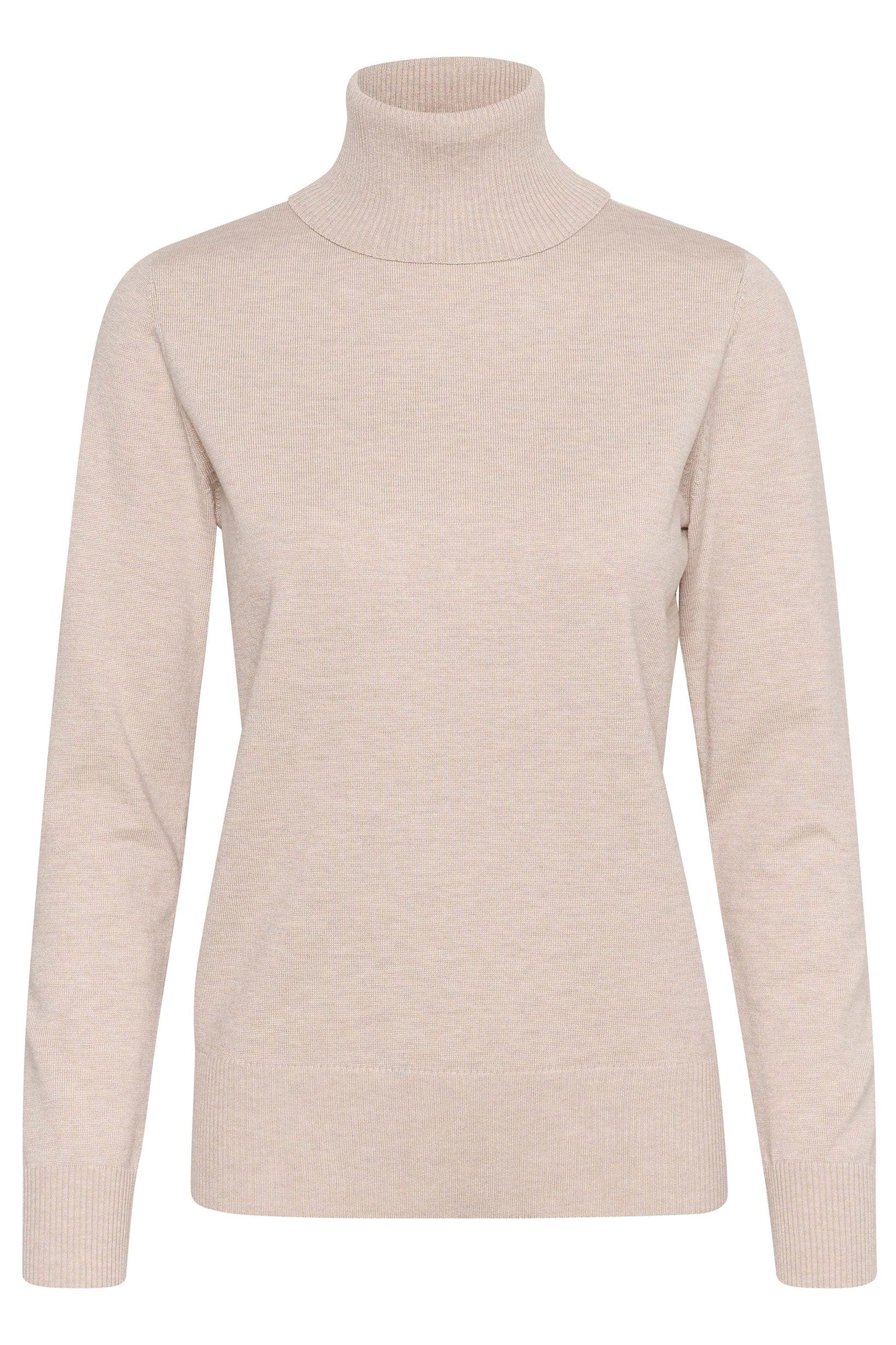 Mila Knitted Roll Neck Jumper - Gray Morn Melange