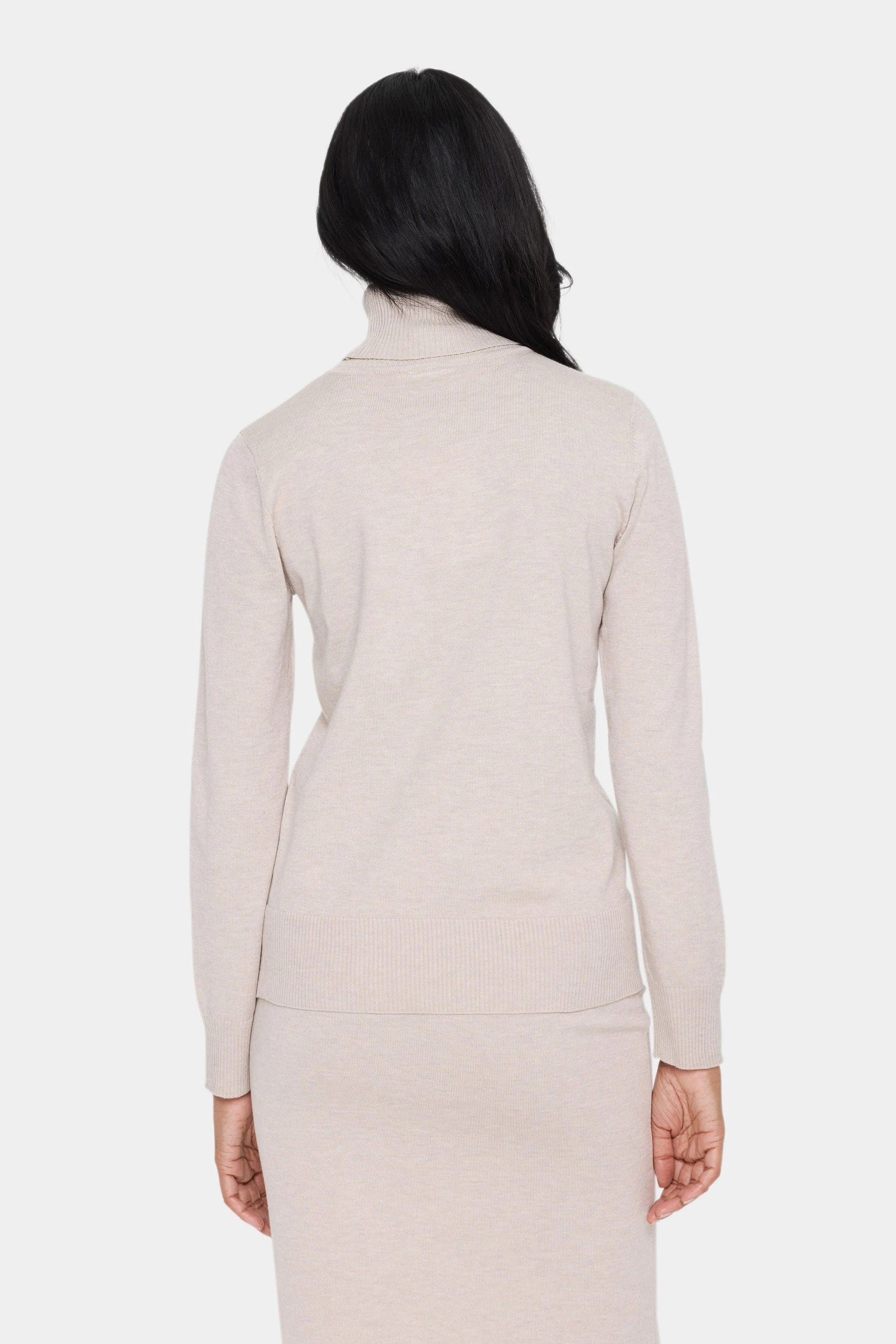 Mila Knitted Roll Neck Jumper - Gray Morn Melange - Image 4