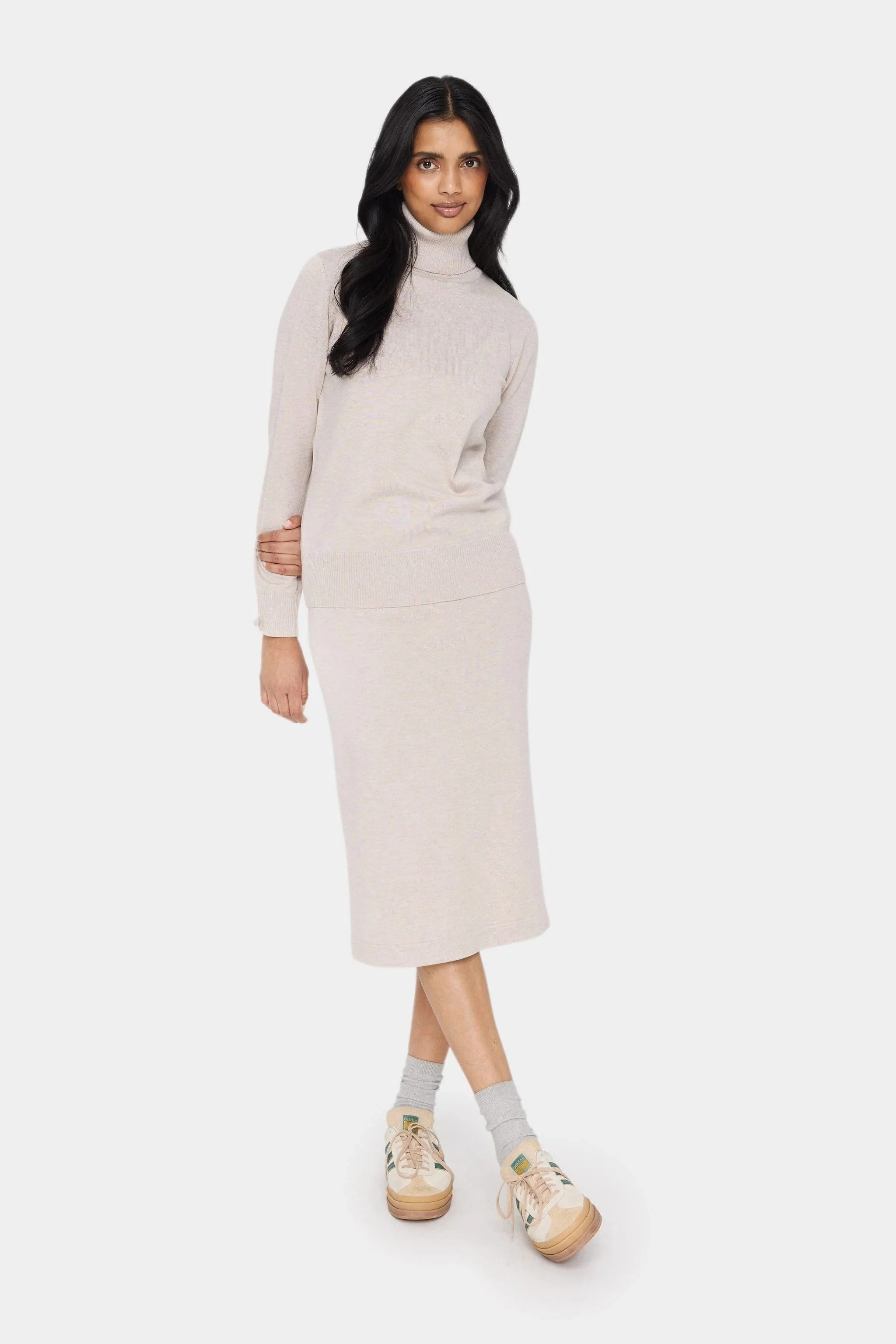 Mila Knitted Roll Neck Jumper - Gray Morn Melange - Image 5