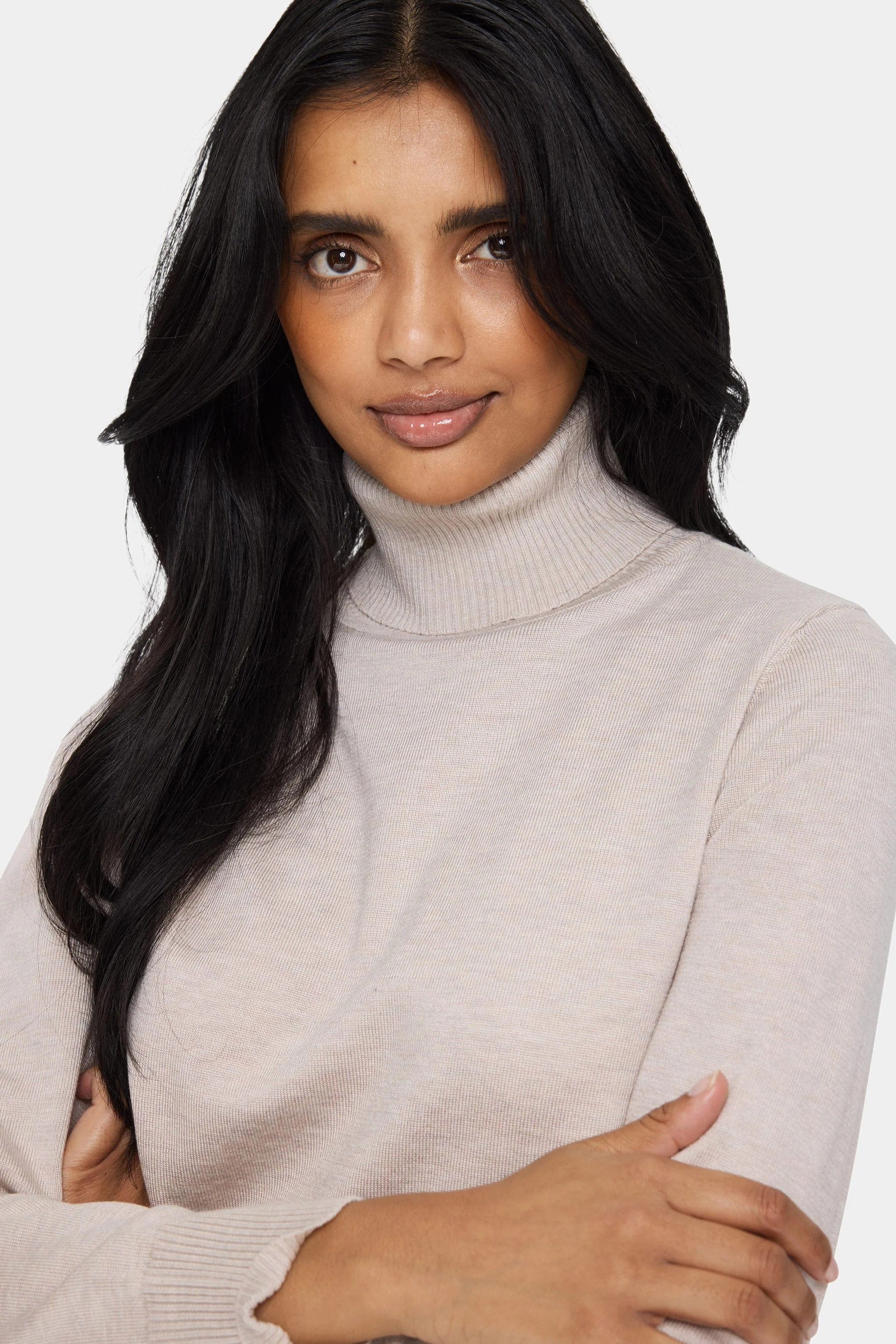 Mila Knitted Roll Neck Jumper - Gray Morn Melange - Image 6
