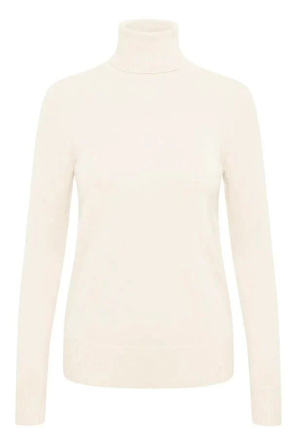 Mila Knitted Roll Neck Jumper - Ice