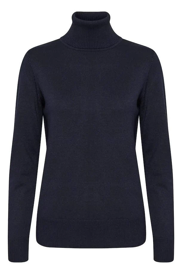 Mila Knitted Roll Neck Jumper - Night Sky