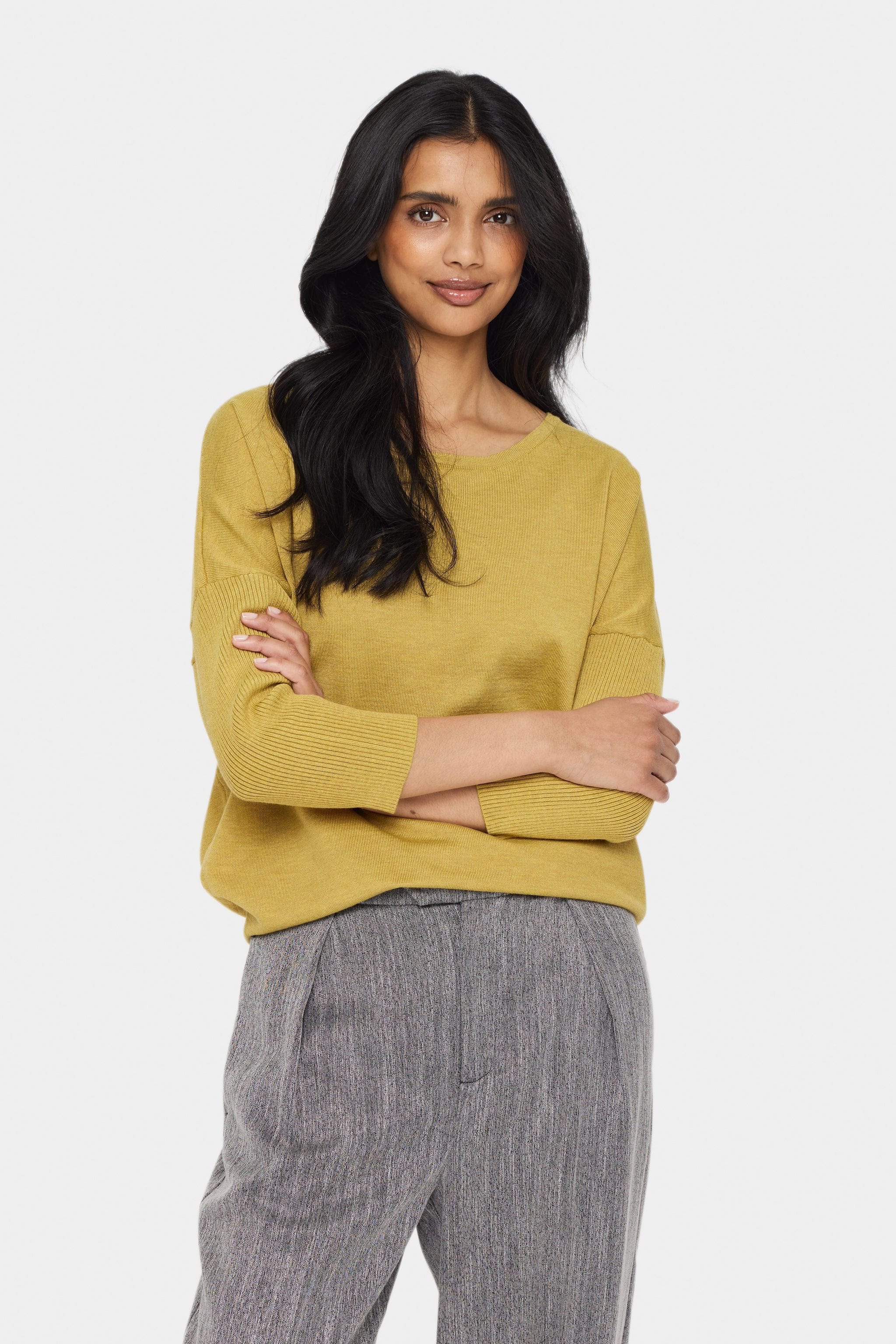 Mila Round Neck Jumper - Burnished Gold Melange - Image 2