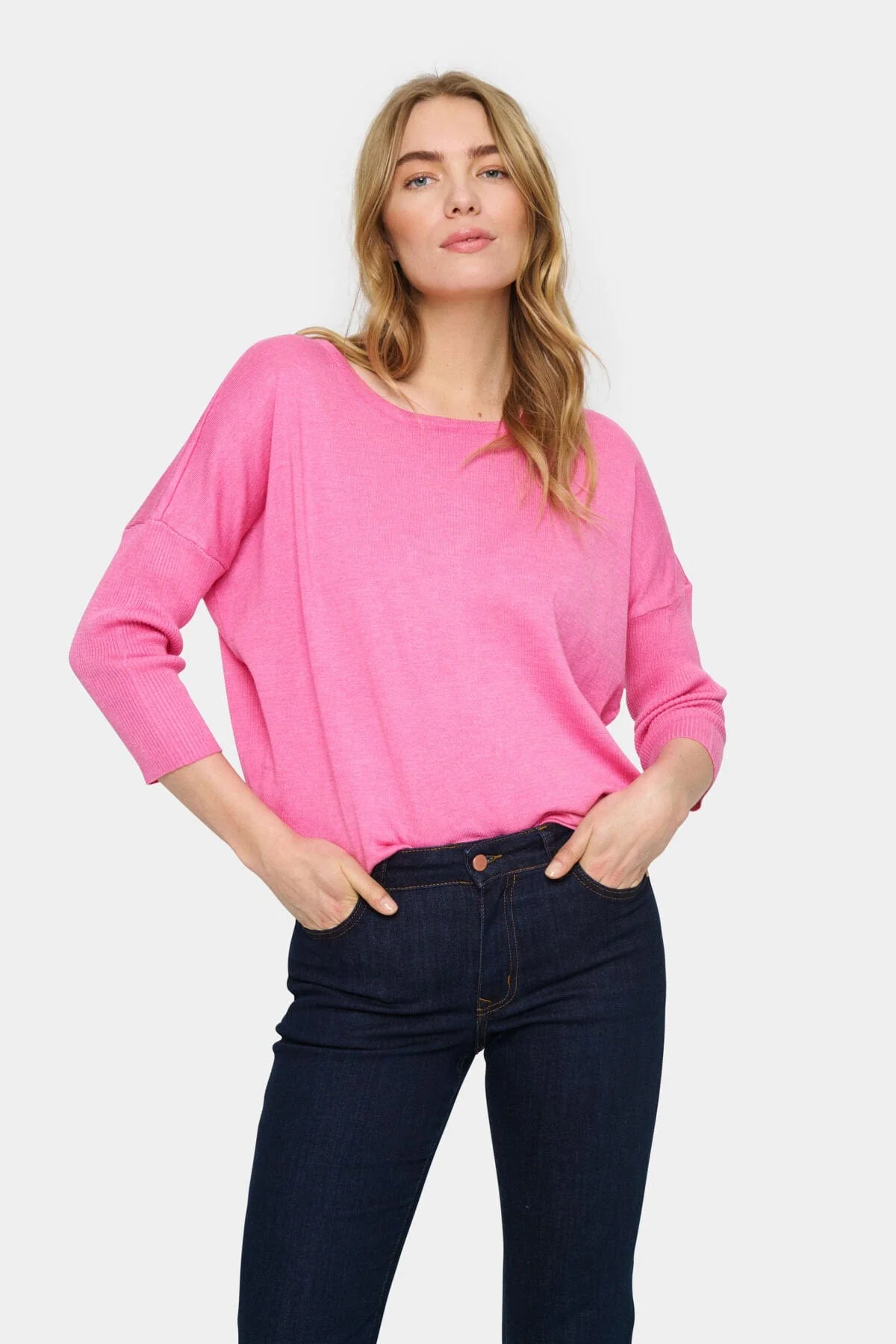 Mila Round Neck Jumper - Pink Cosmos Melange - Image 2