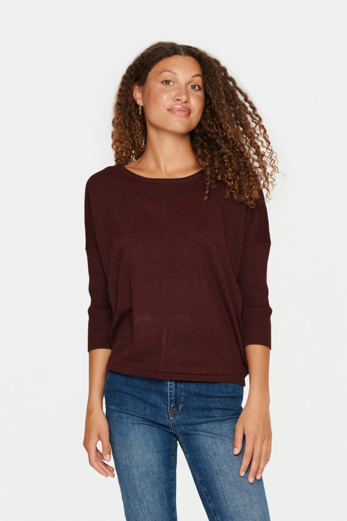 Mila Round Neck Jumper - Tawny Port Melange - Image 3