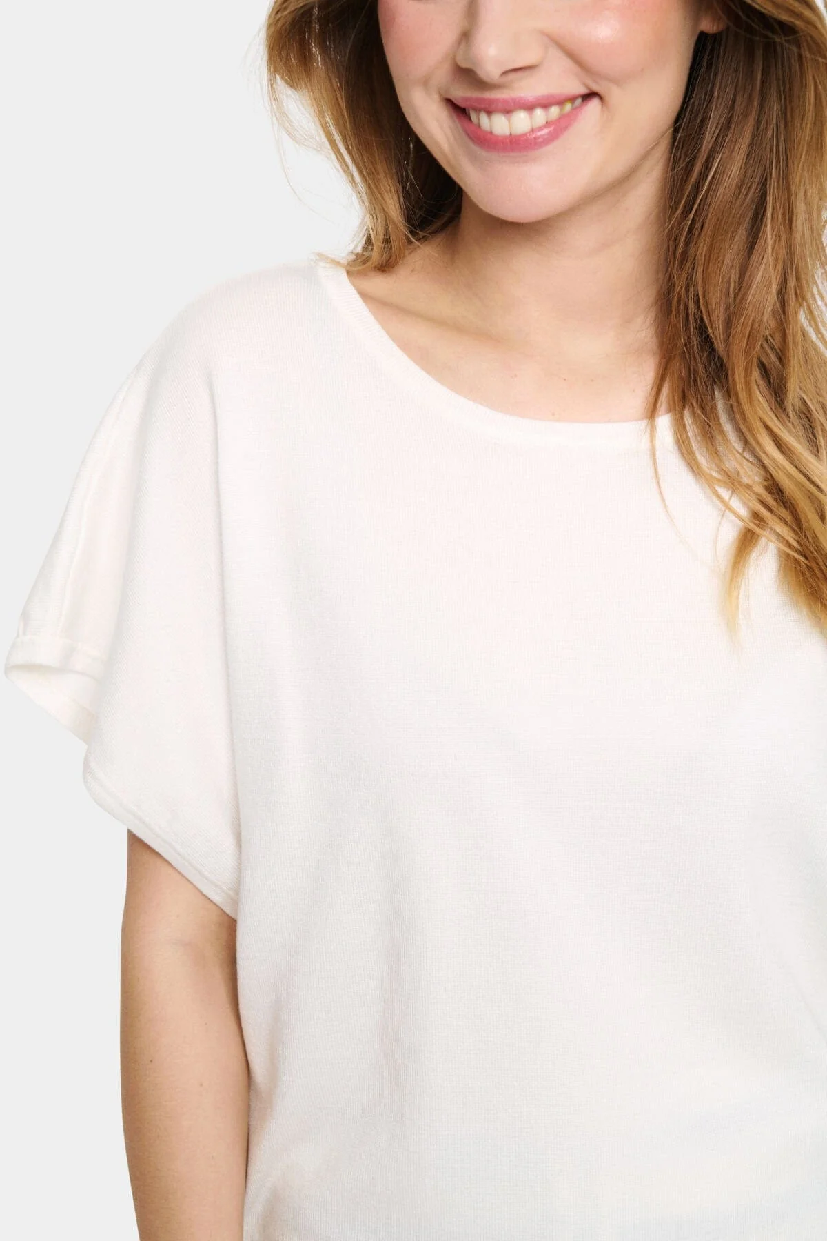 Mila Round Neck Short Sleeve Jumper - Ice - Image 3