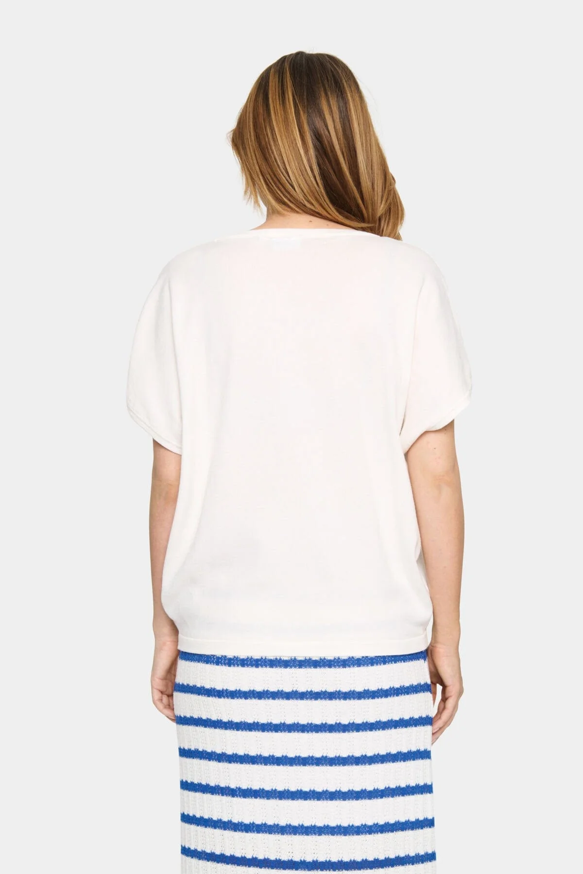 Mila Round Neck Short Sleeve Jumper - Ice - Image 5