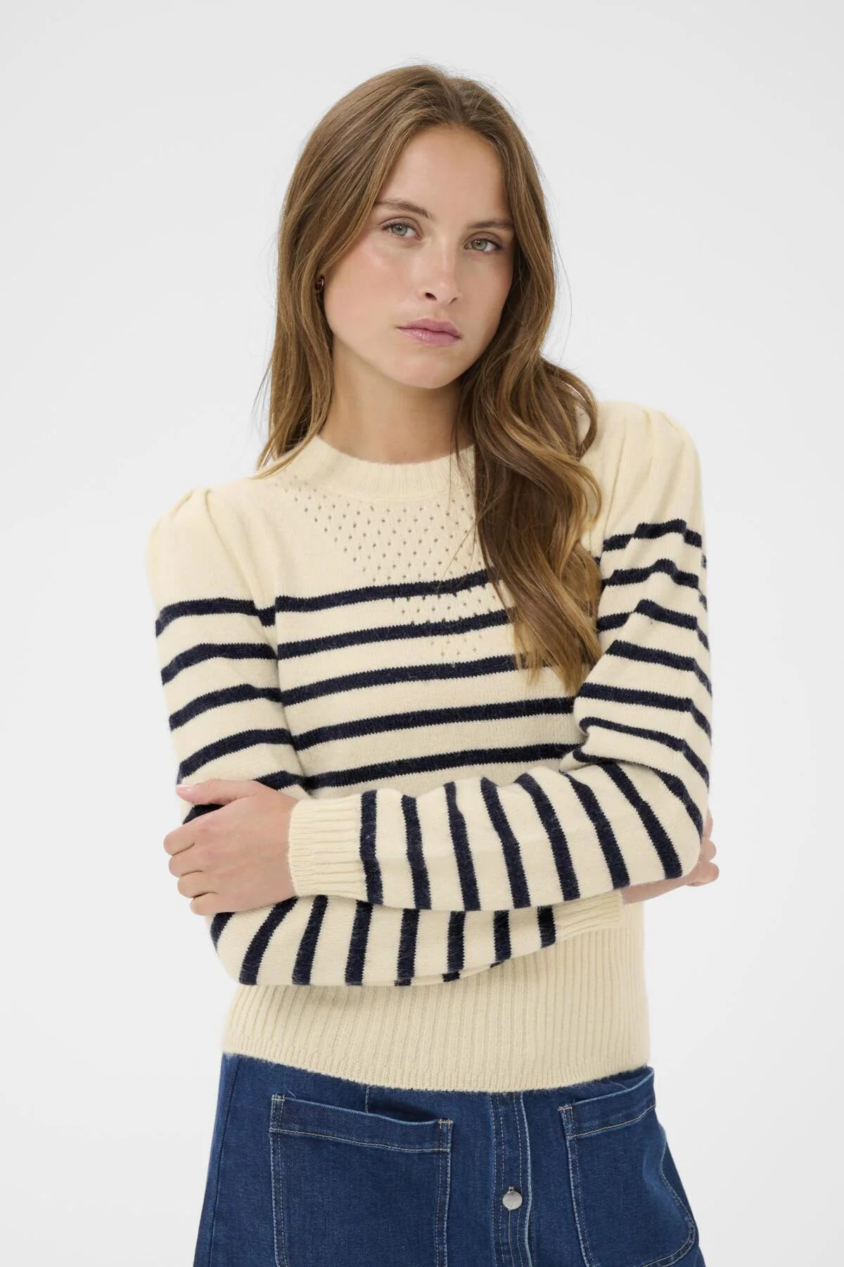 Olena Striped Knit Jumper - Seedpearl - Image 2
