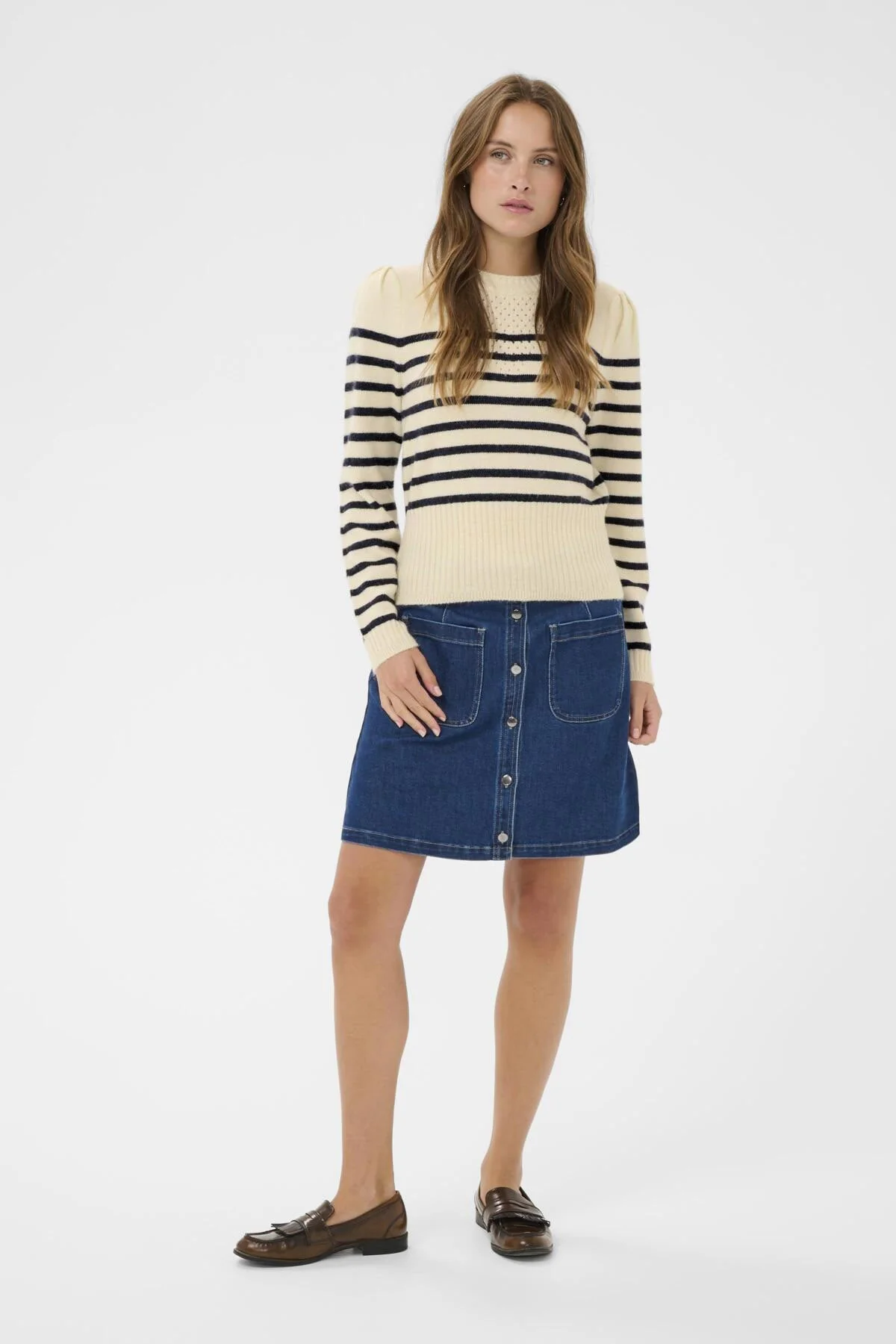 Olena Striped Knit Jumper - Seedpearl - Image 5