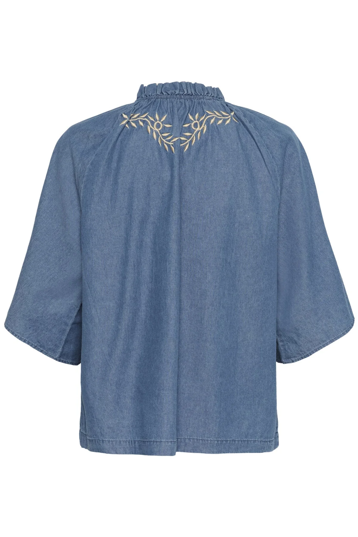 Onaya Embroidered Blouse - Medium Blue Denim - Image 5
