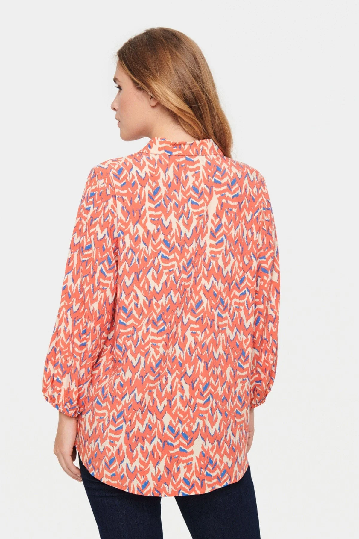Palavi Printed Shirt - Sea Coral Soft Leaves - Image 4
