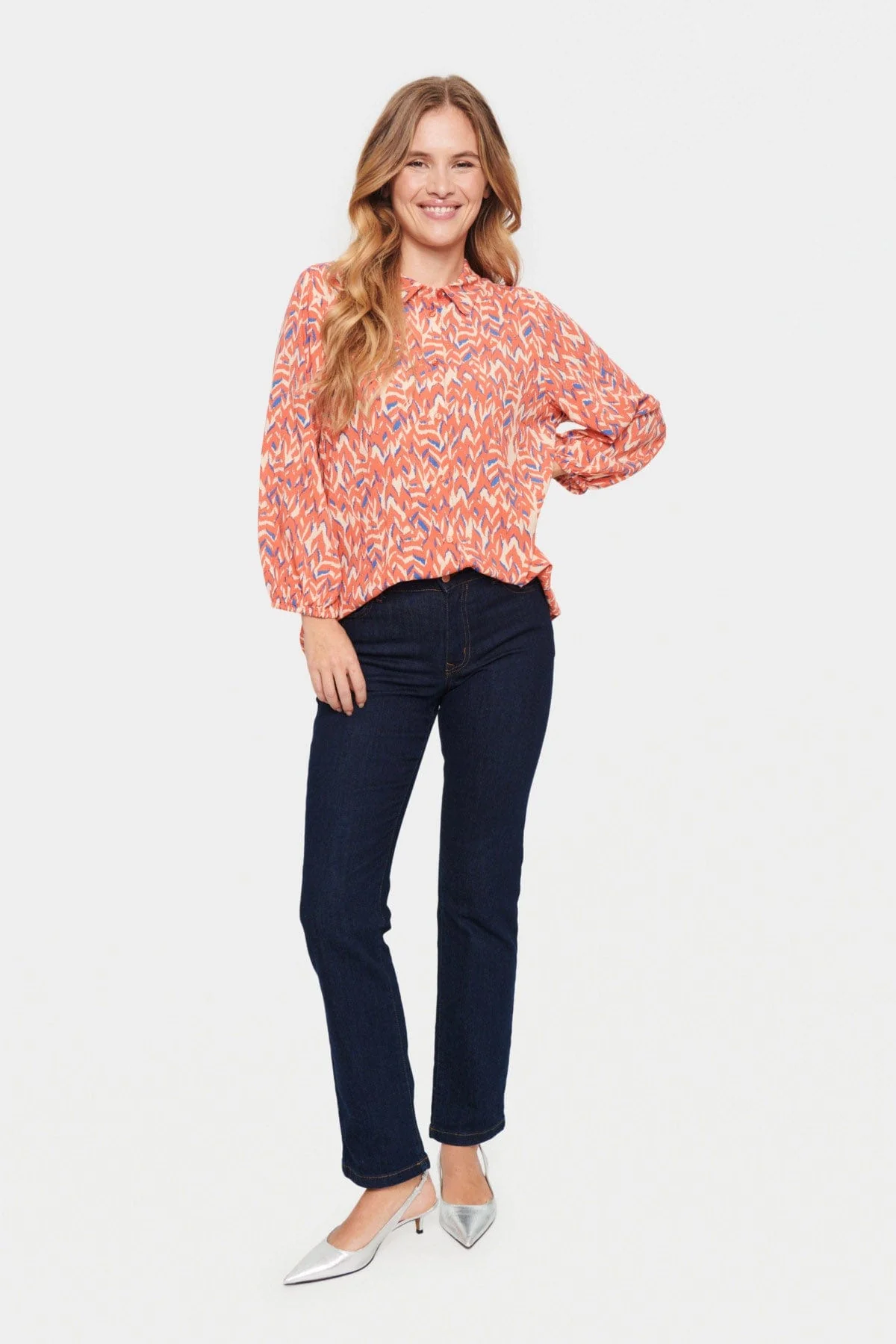 Palavi Printed Shirt - Sea Coral Soft Leaves - Image 5