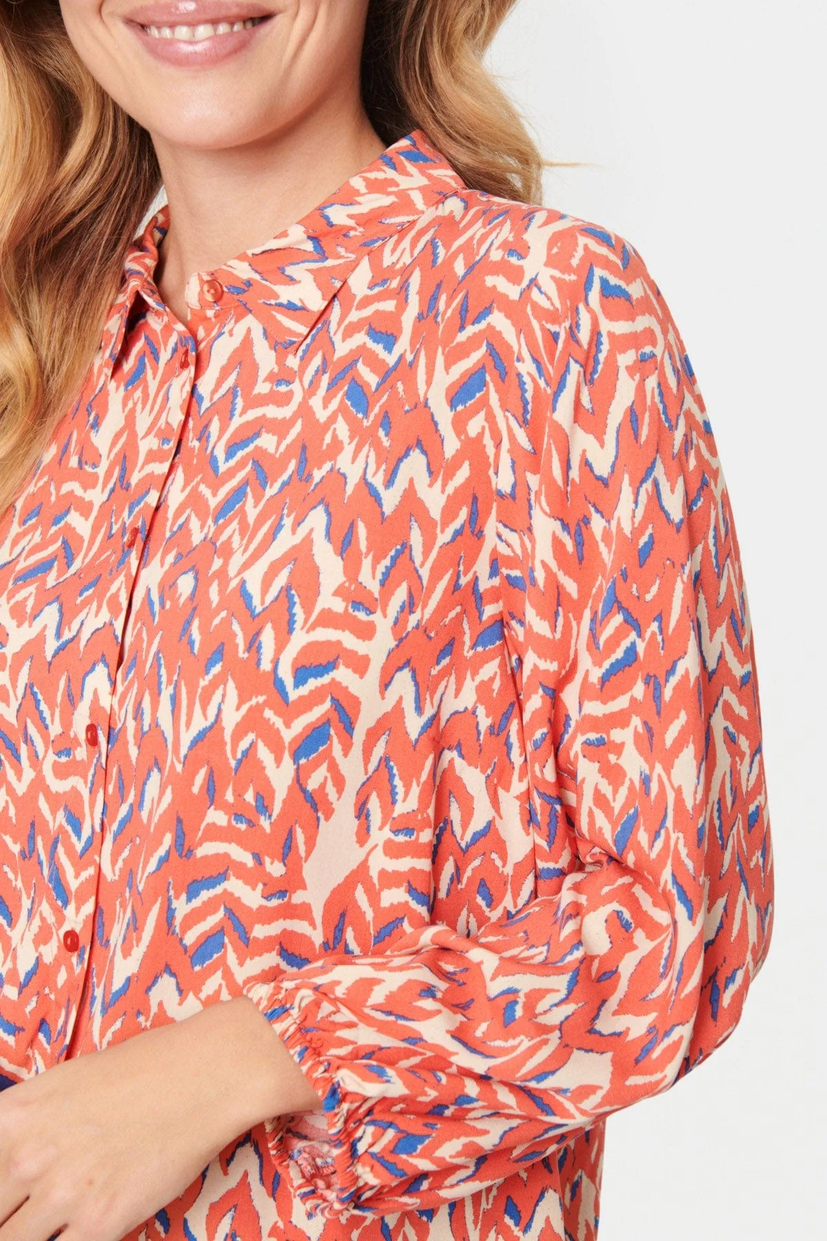 Palavi Printed Shirt - Sea Coral Soft Leaves - Image 6
