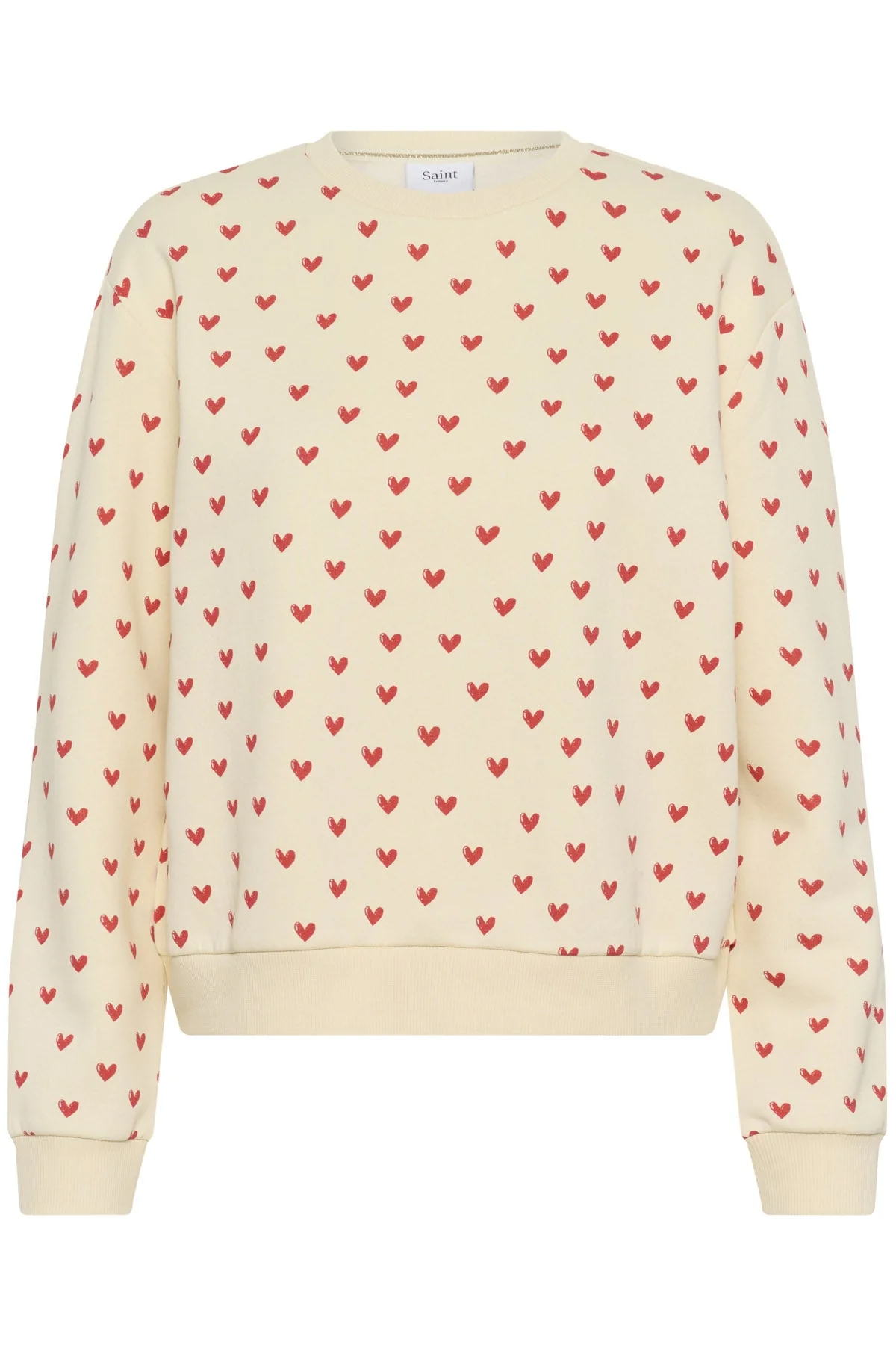 Pamma Printed Sweatshirt - Off White Red Sketched Hearts