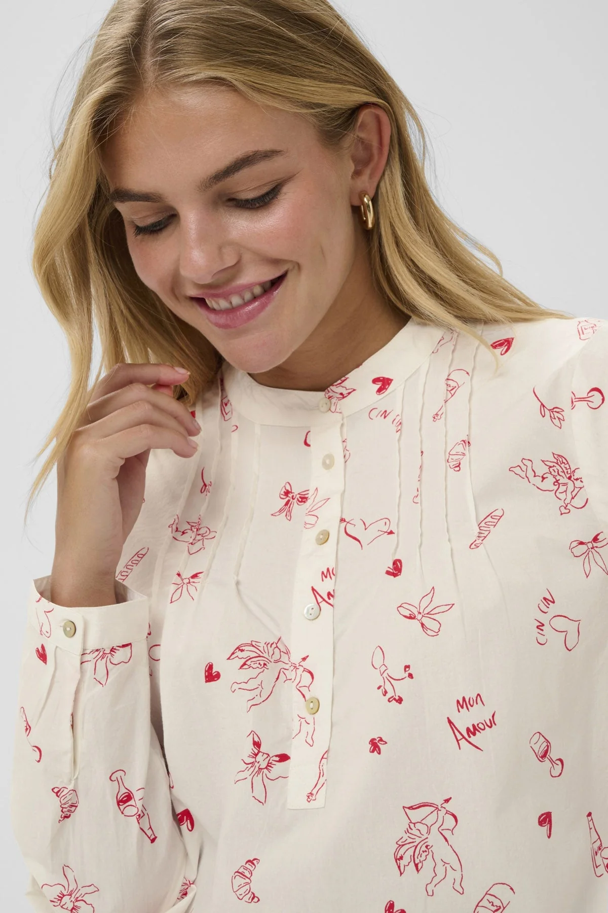 Ponyo Cupid Printed Shirt - Ice Red Mon Amour - Image 4