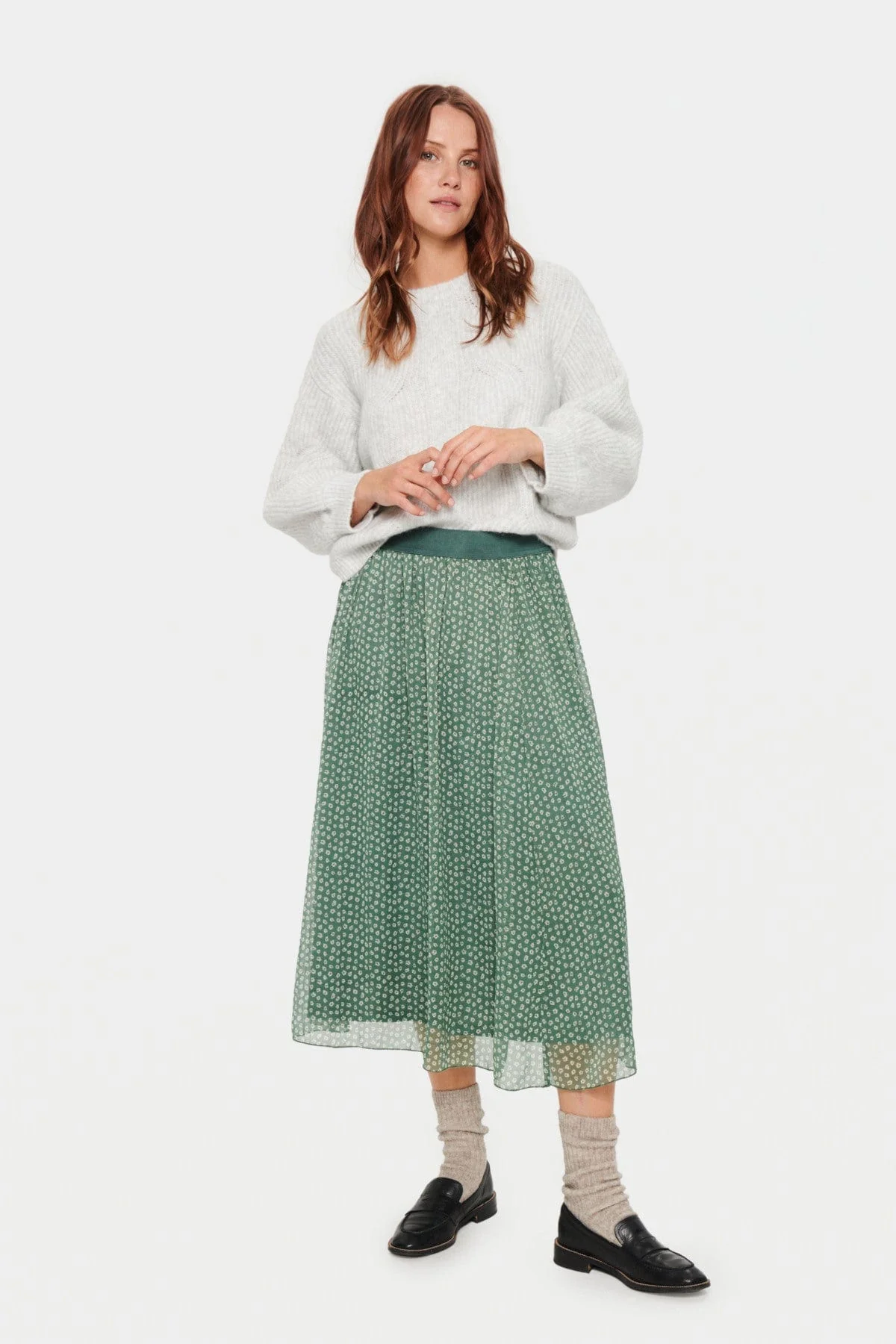 Toral Midi Skirt - Dark Forest Mini Flower Shadow - Image 2