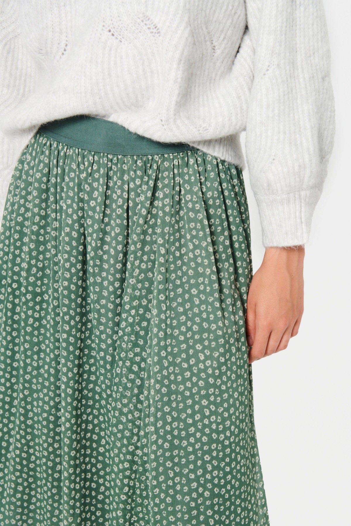 Toral Midi Skirt - Dark Forest Mini Flower Shadow - Image 3