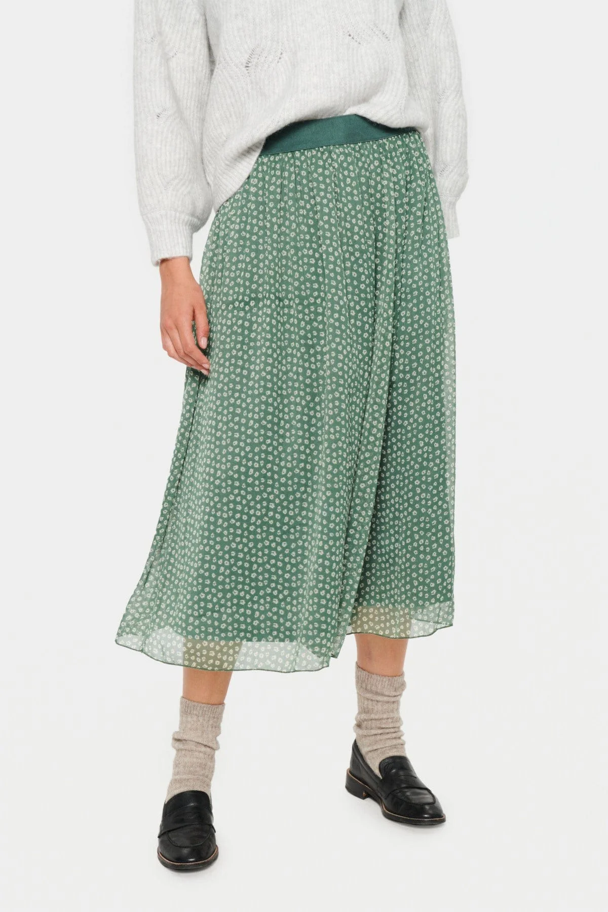 Toral Midi Skirt - Dark Forest Mini Flower Shadow - Image 4