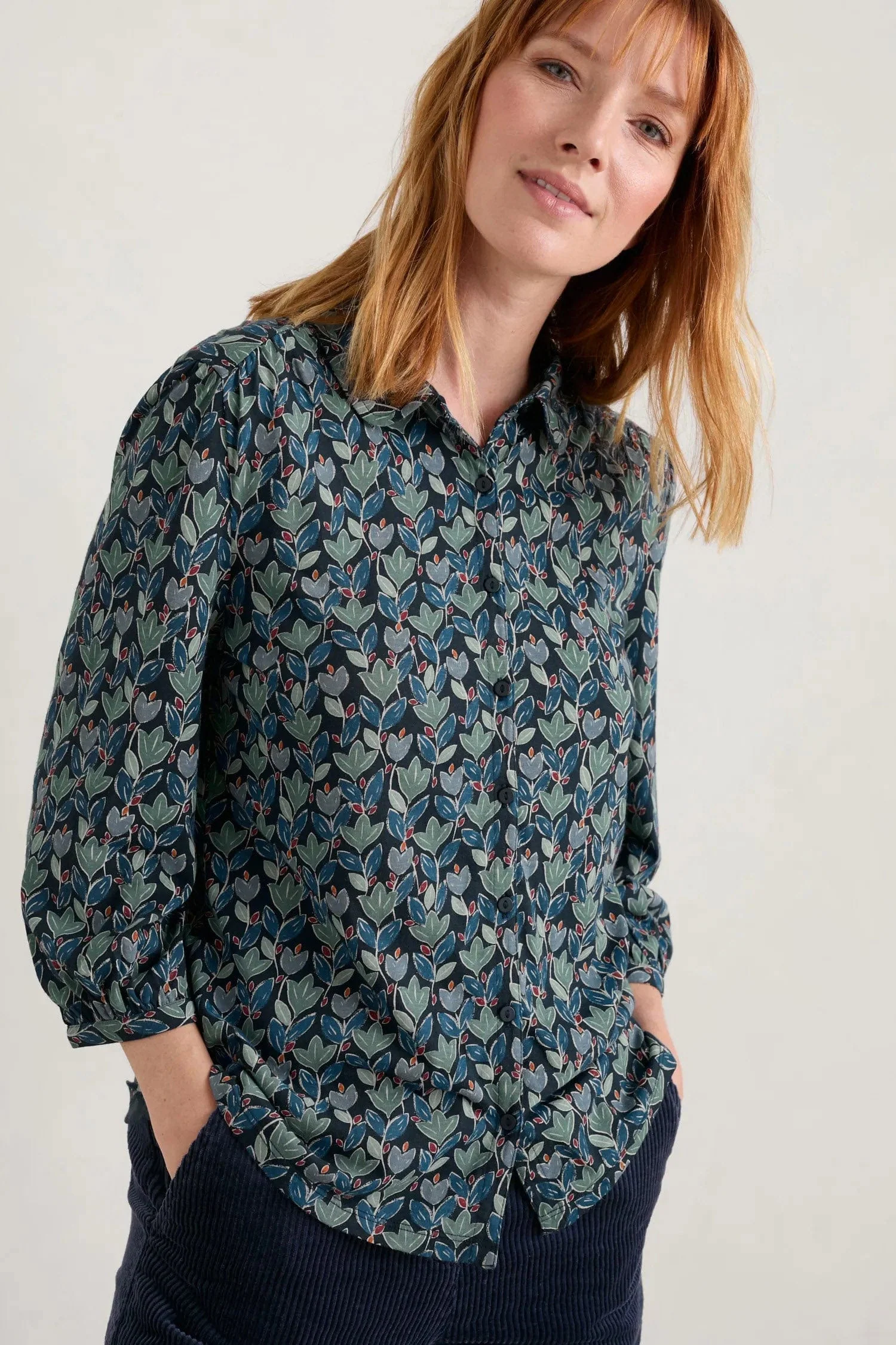 3/4 Sleeve Embrace Shirt - Wax Glaze Tulips Maritime - Image 3